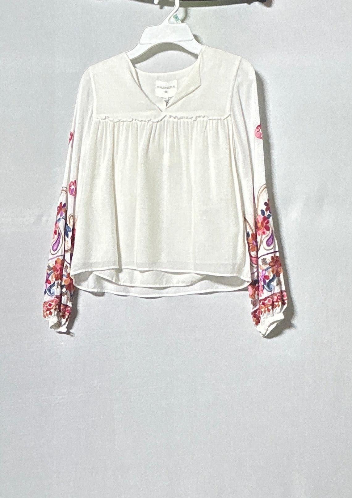 CH0015 GIRL TOP LS WHITE
