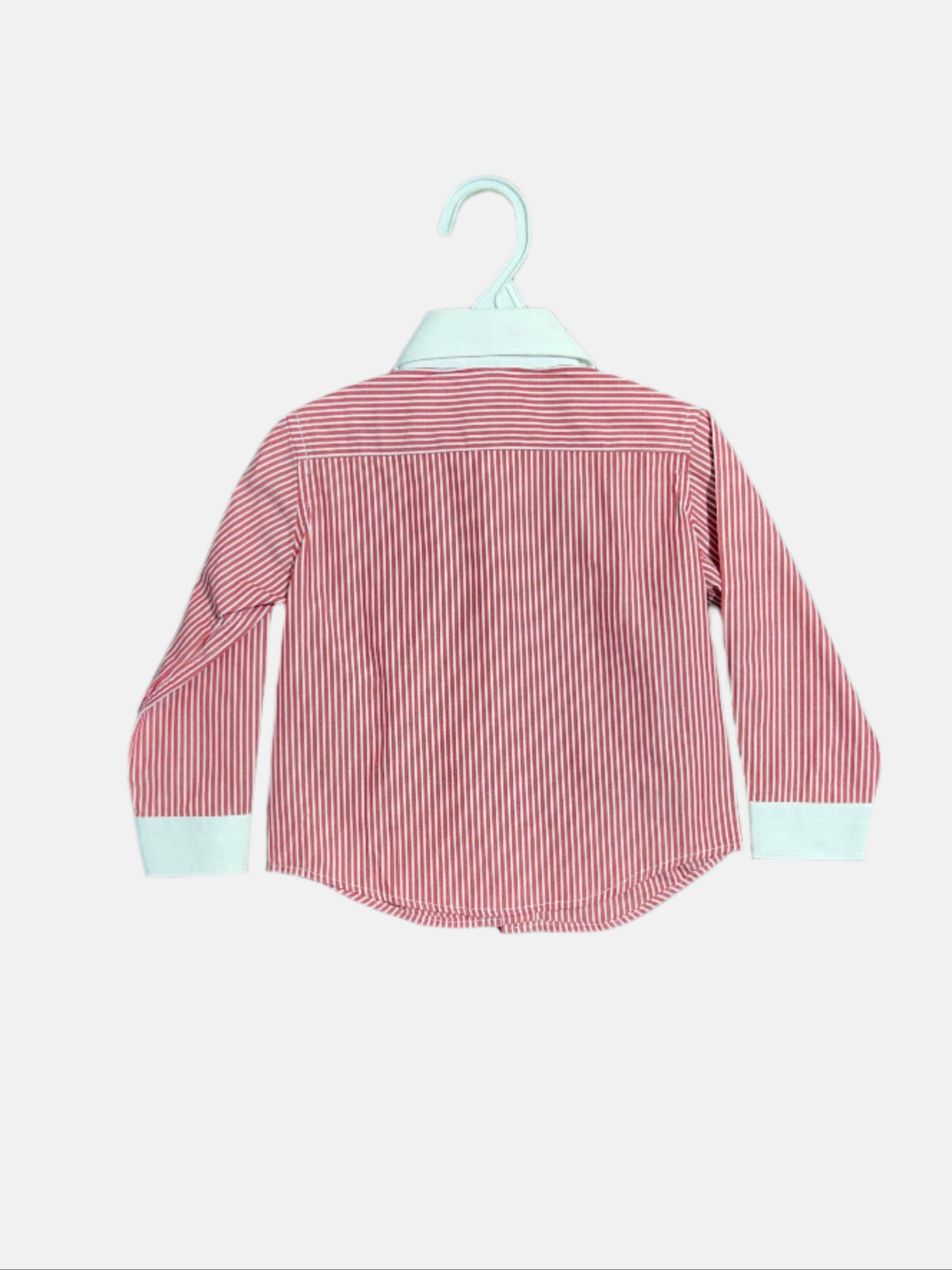 BJ CHARLES BOY SHIRT 12M RED WHITE STRIPE