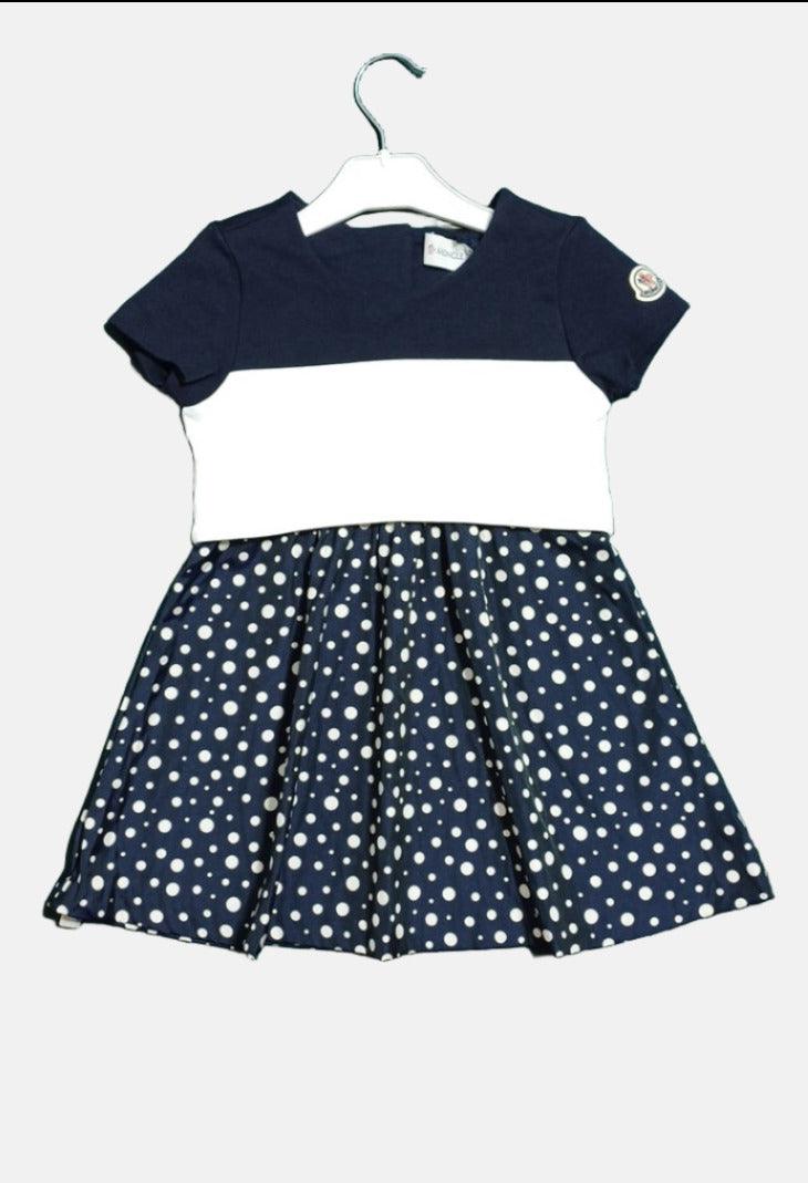 MONCLER NAVYWHT-4A GIRL DRESS ABITO