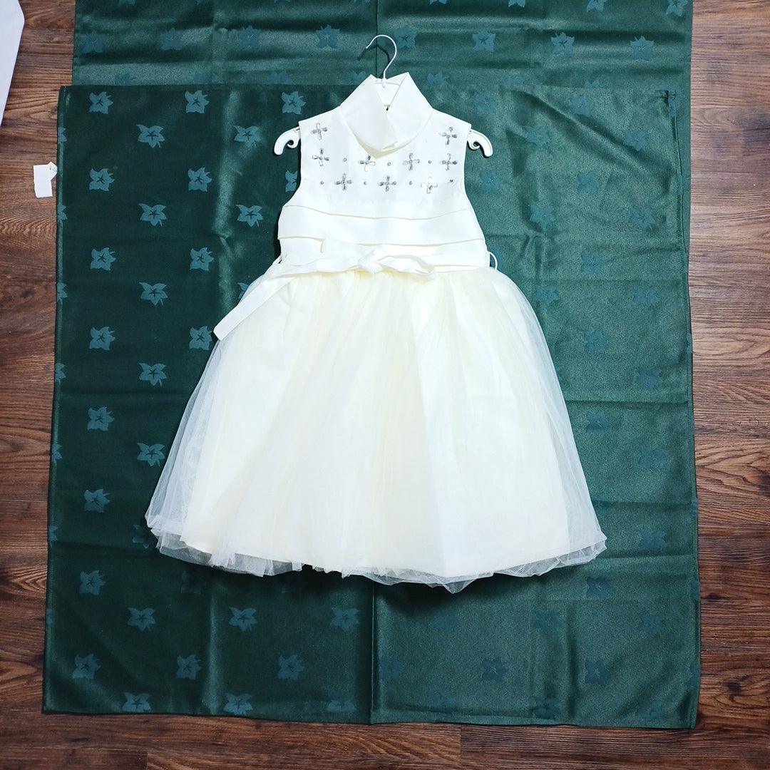 G19K60109 WHITE-7/8Y GIRL DRESS