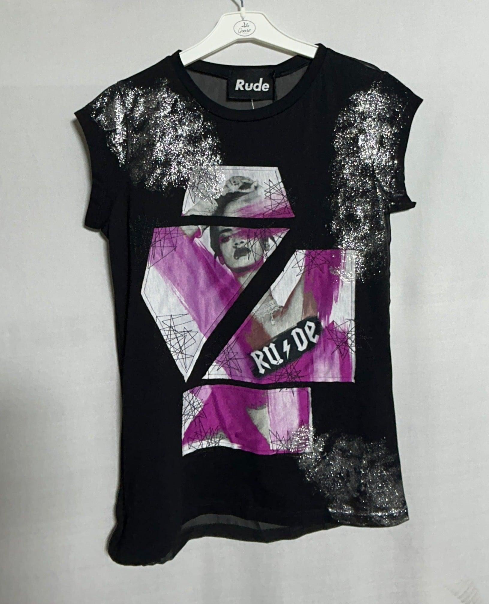 T-SHIRT RUDE GIRL IMPRIMÉ NOIR