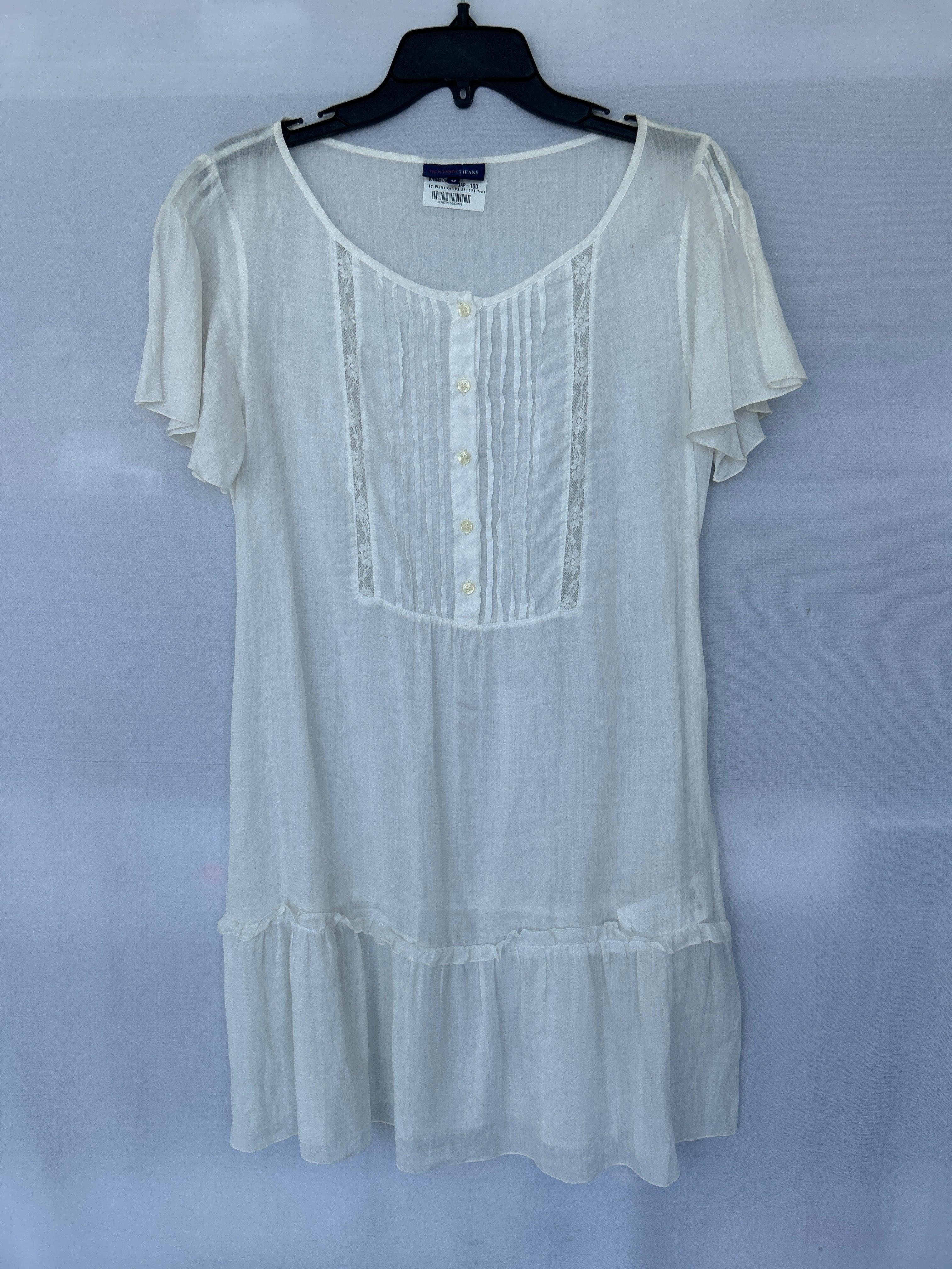 Robe blanche à manches courtes Col-02 561321 Trussardi pour femme