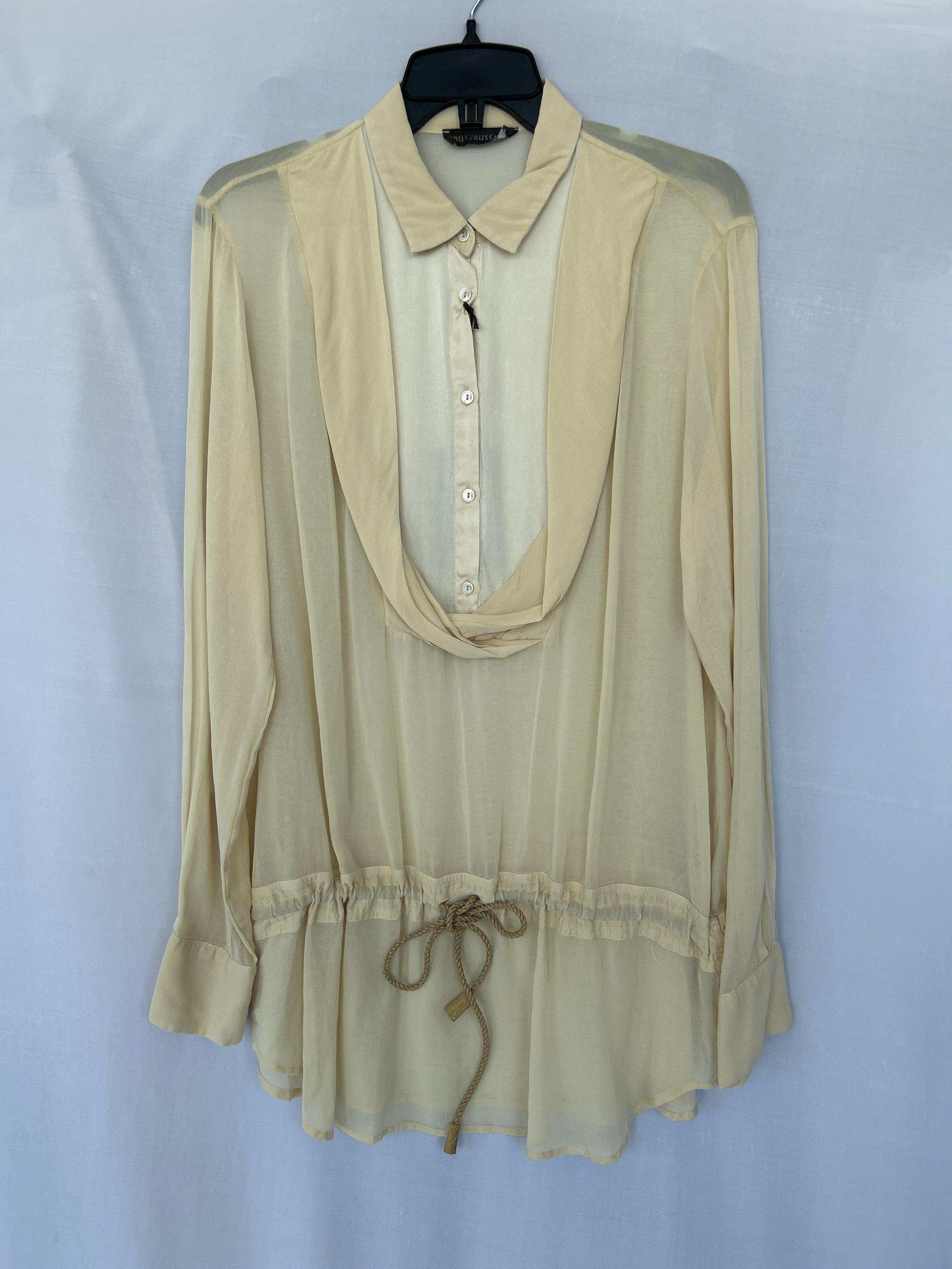 بلوزة بولو نسائية بأكمام طويلة من تروساردي 664577 بلون كريمي Col-02