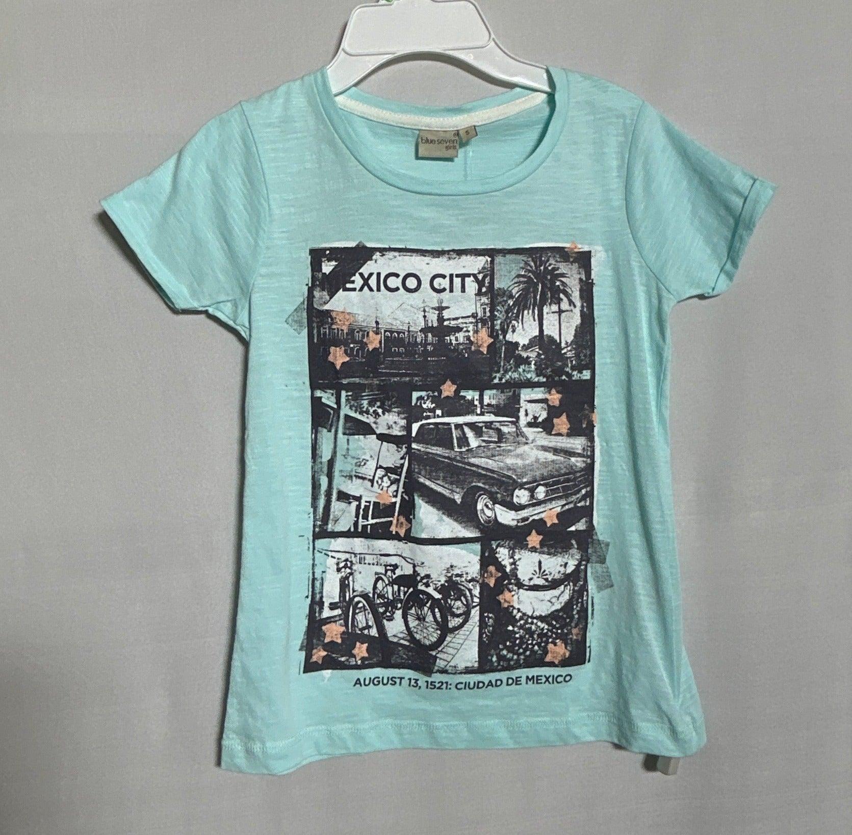 T-SHIRT BLEU SEPT FILLES