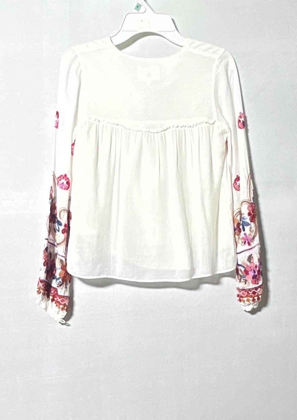 CH0015 GIRL TOP LS WHITE