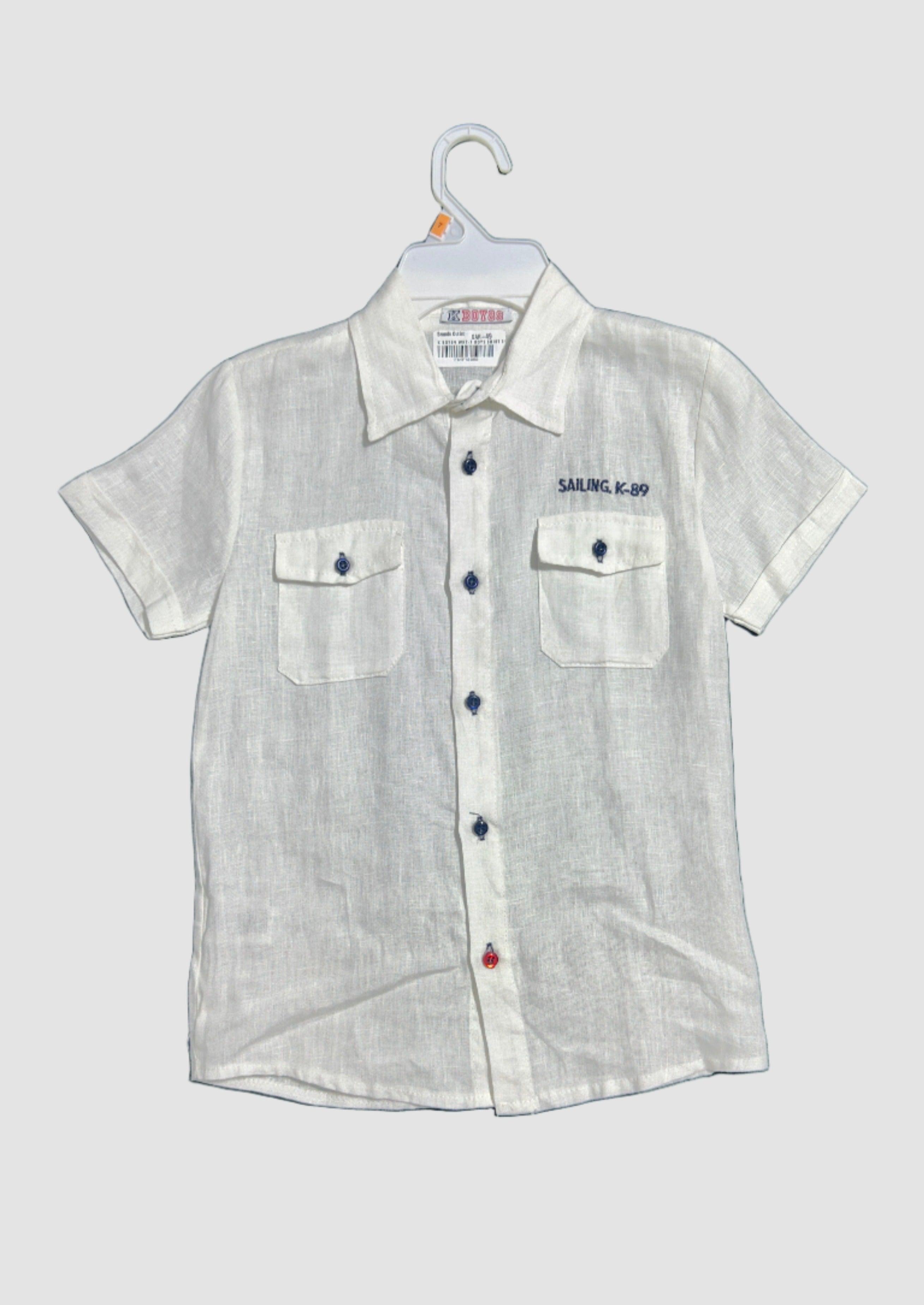 K BOY89 WHT-7 BOYS SHIRT SS 60463B SHORTSLEEVE