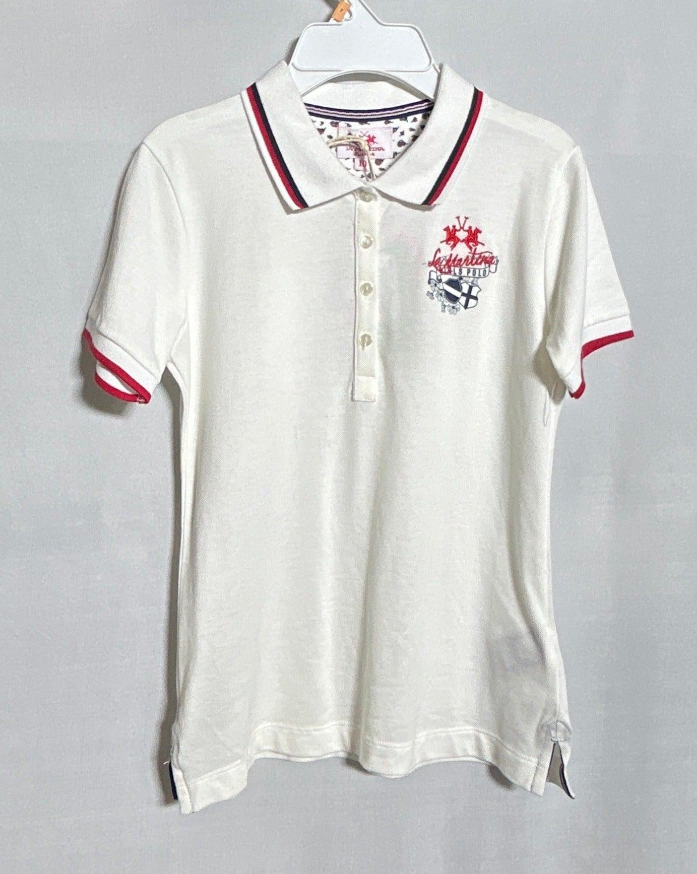 T-SHIRT POLO FILLE LA MARTINA A4805 WHT-10