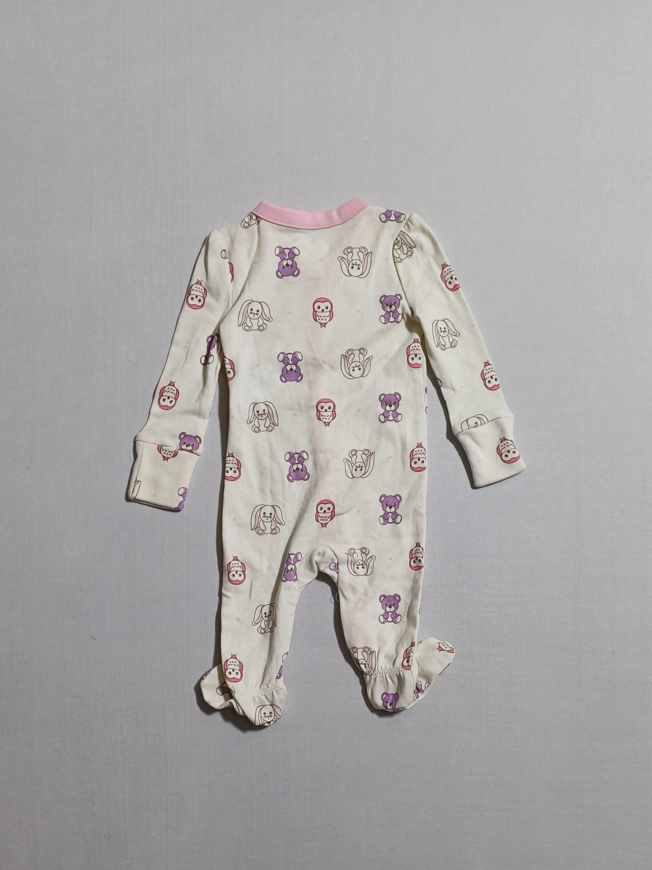 PLACE WHTPINK-0-3M GIRL BABY ROMPER