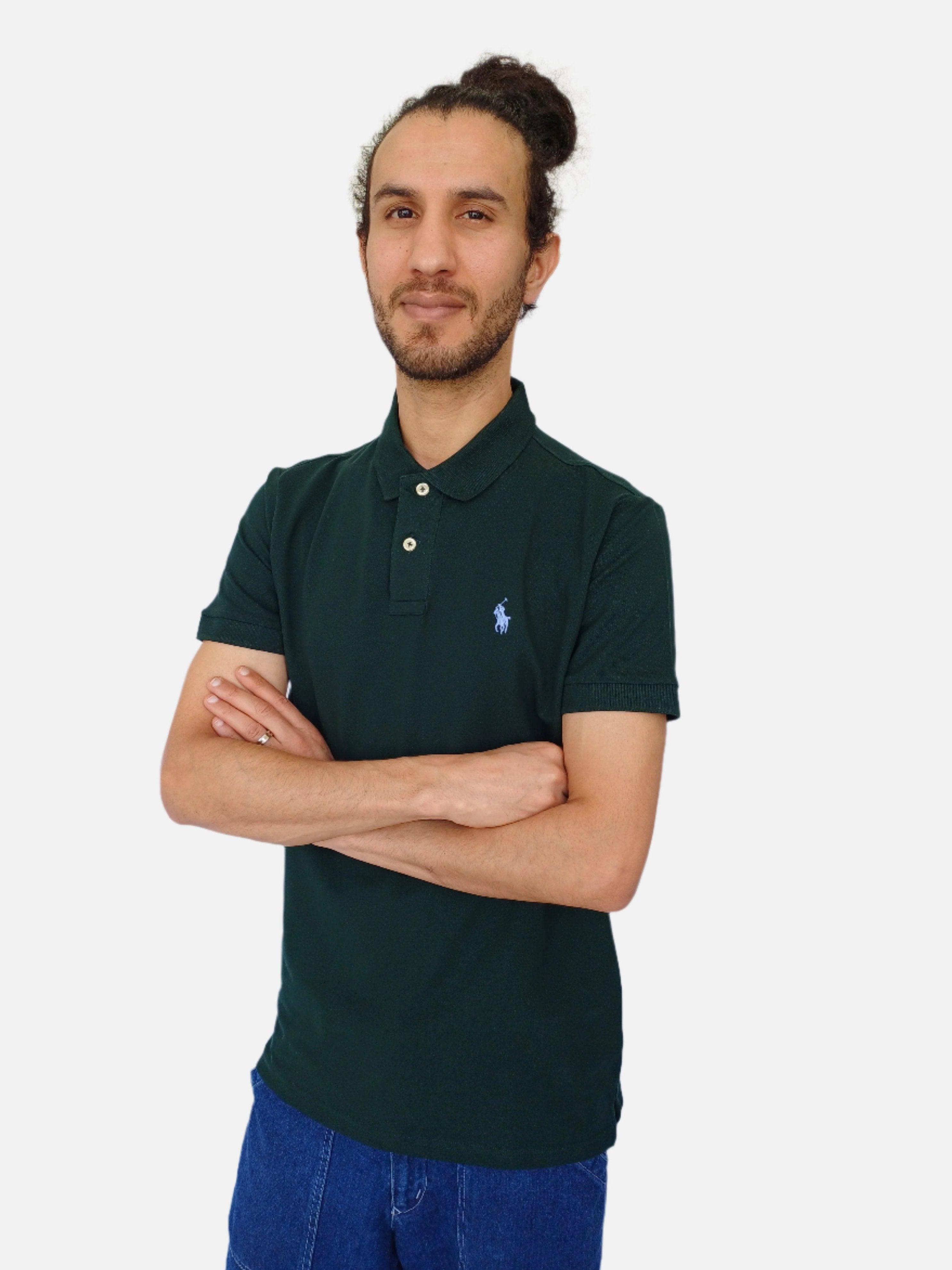 Polo Ralph Lauren vert foncé uni pour homme, coupe slim, petit poney