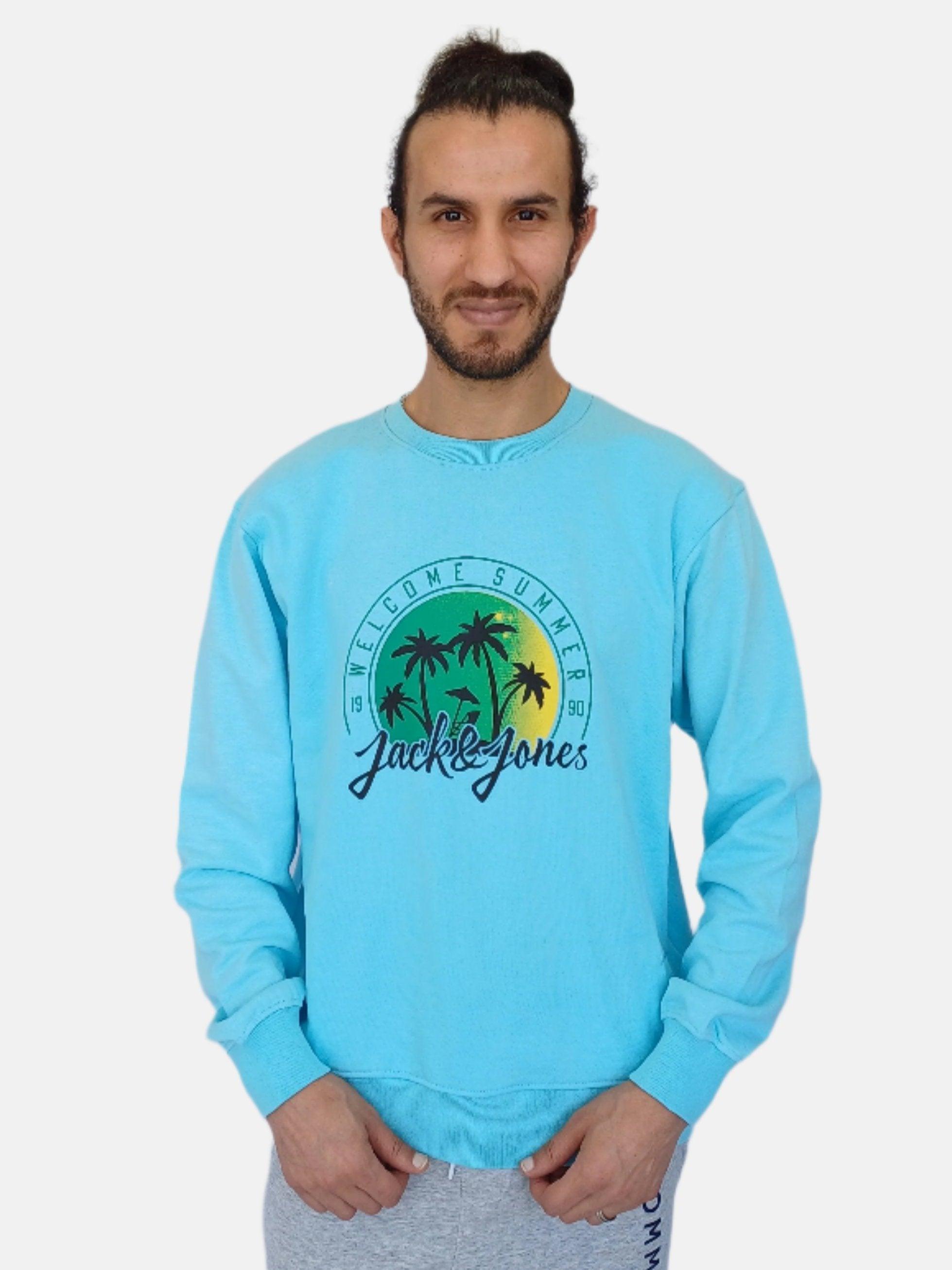 Sweat-shirt ras du cou vert aqua Jack & Jones