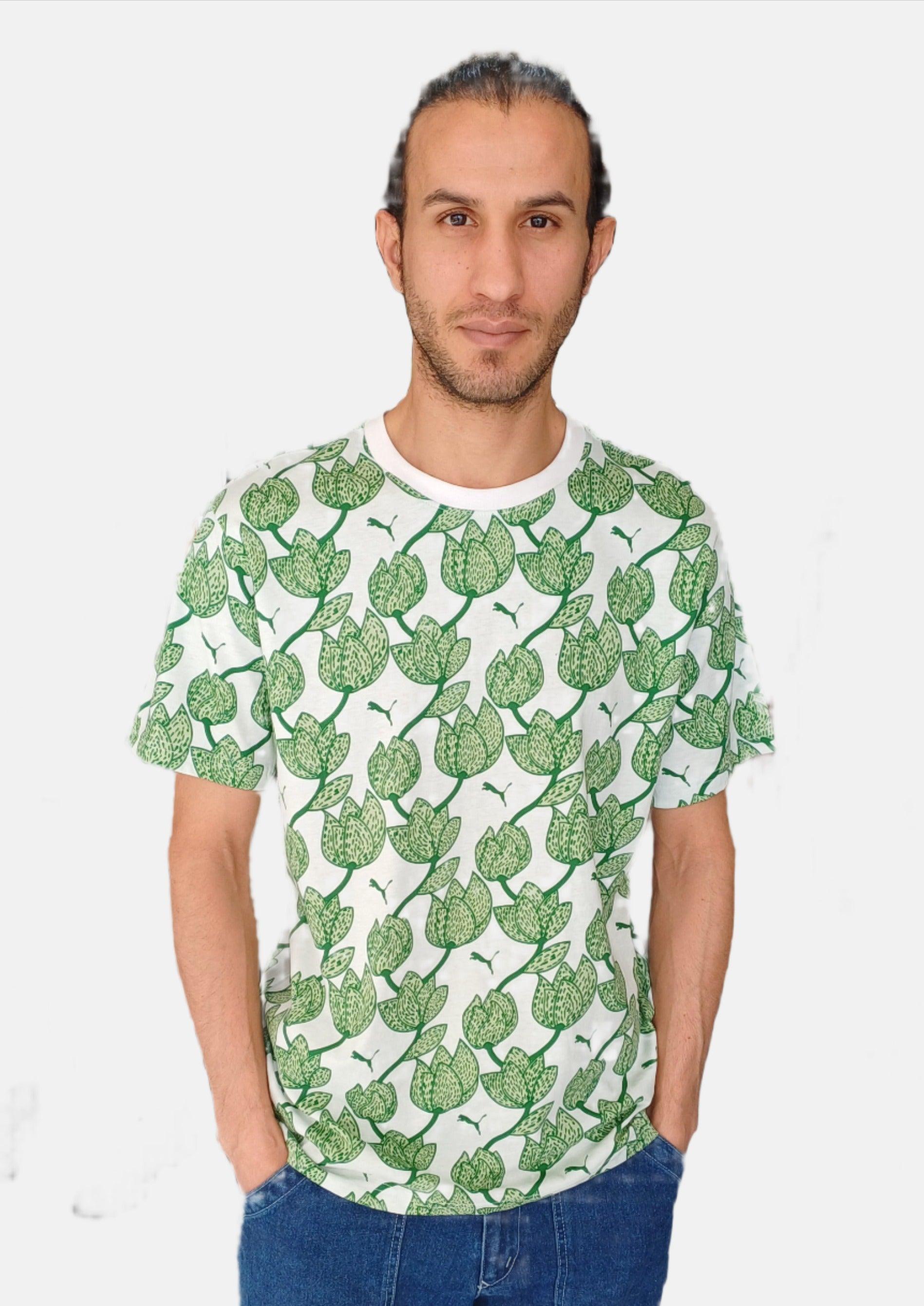 PUMA WHT FLORAL ROUNDNECK T-SHIRT