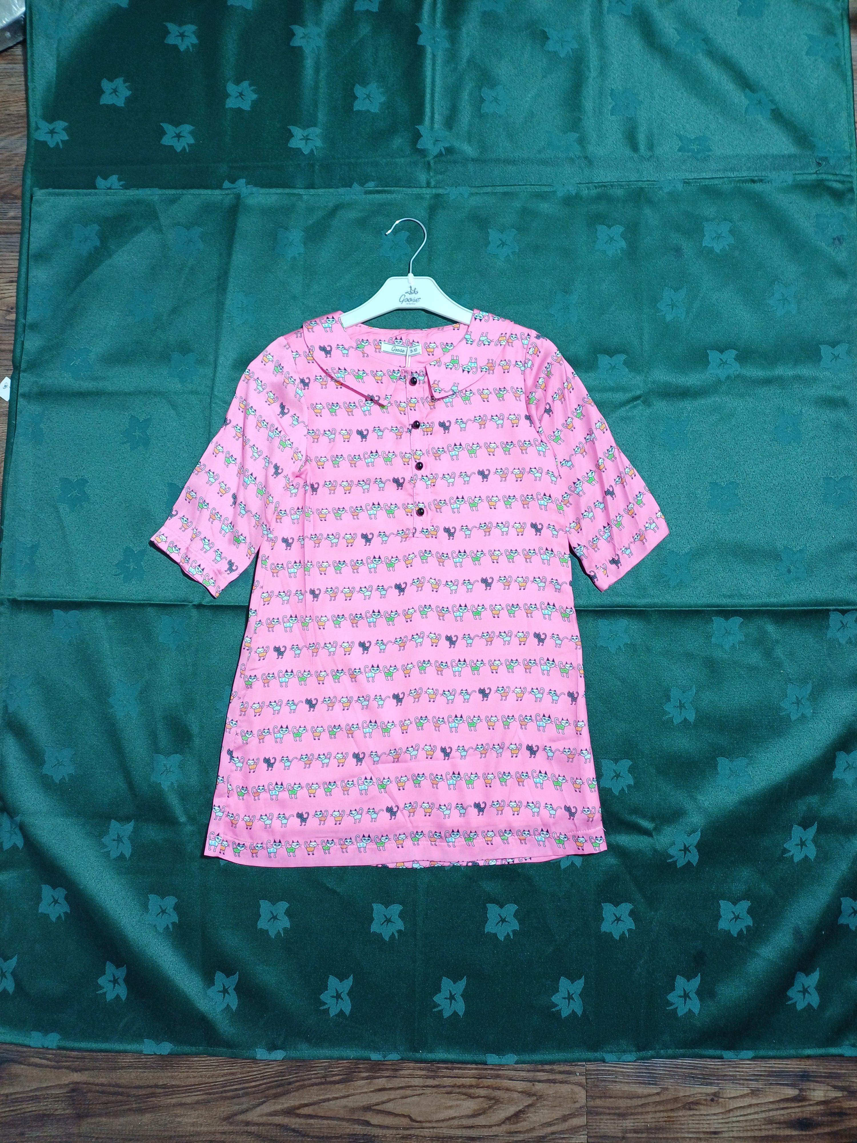 Goose Girl cat gilet Short Sleeve Dress G1 Pink G16Y60642
