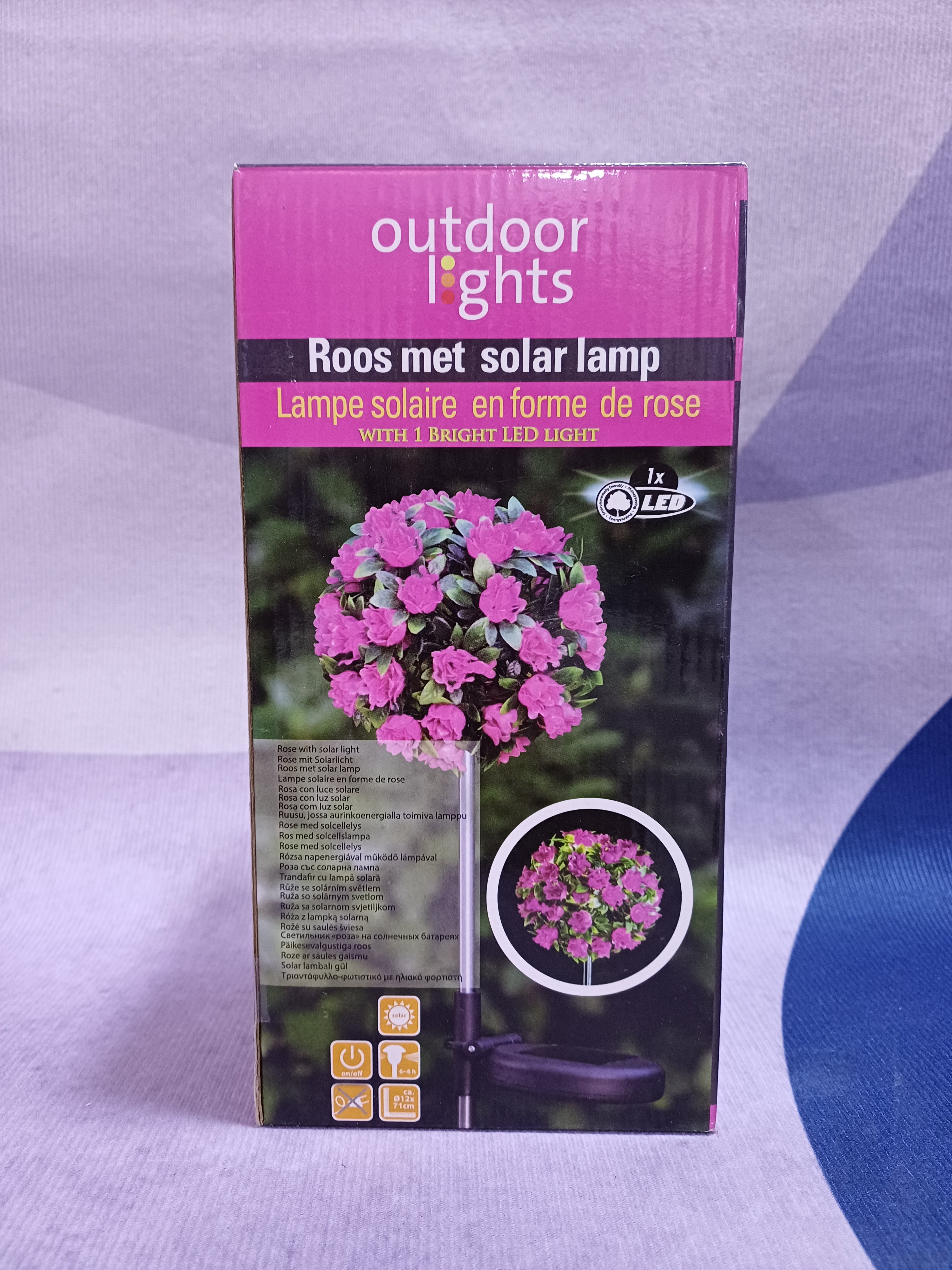 Lampe solaire led rose 12x71cm