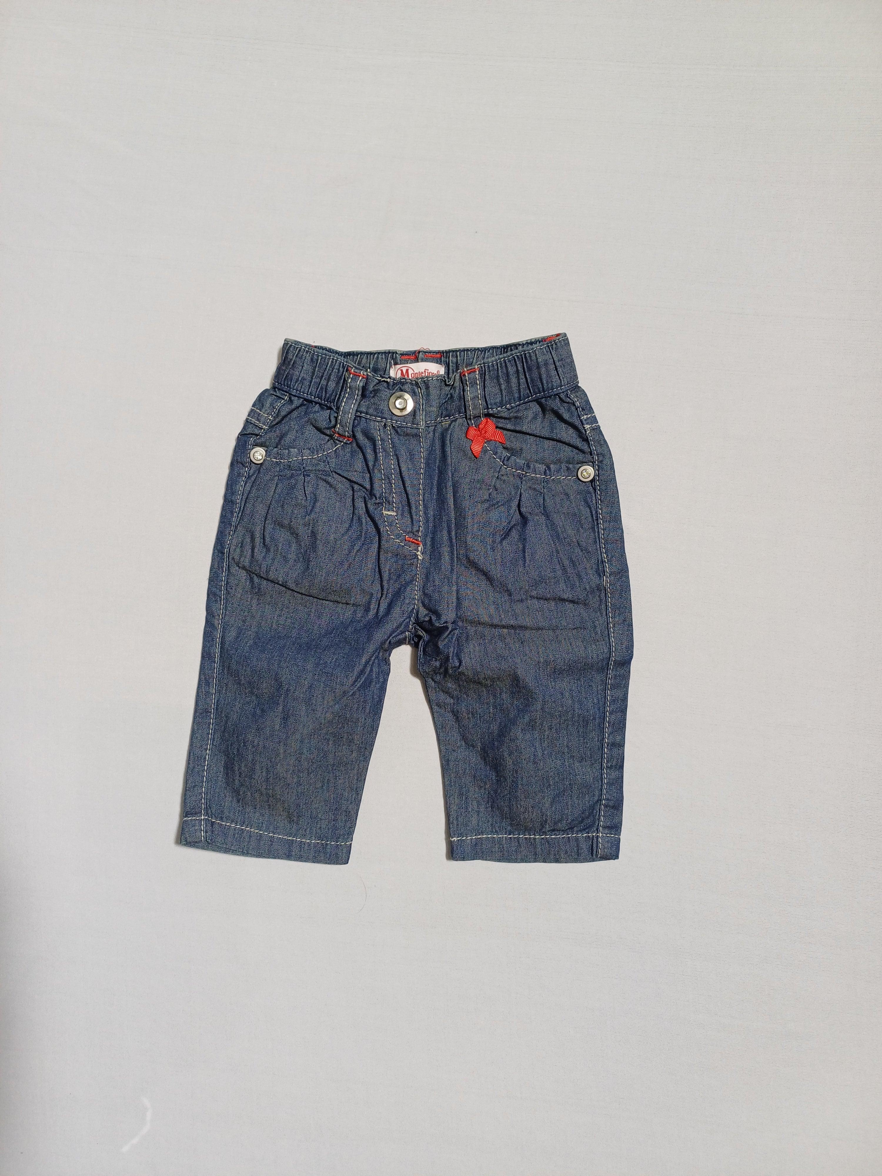 بنطلون جينز مونتفيوري بلو للبنات مقاس 1 شهر H54