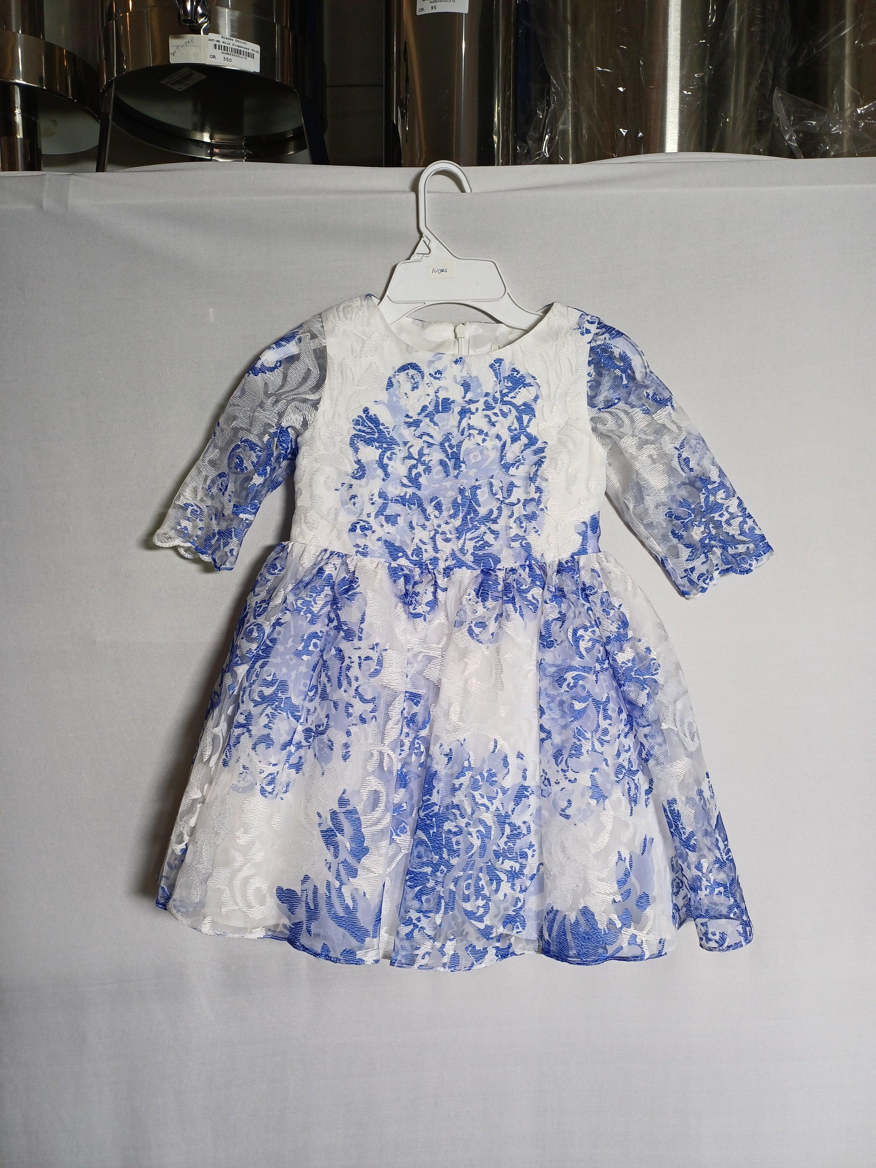 ROBE FILLE DAVID CHARLES WHTBLU-4Y DC0031