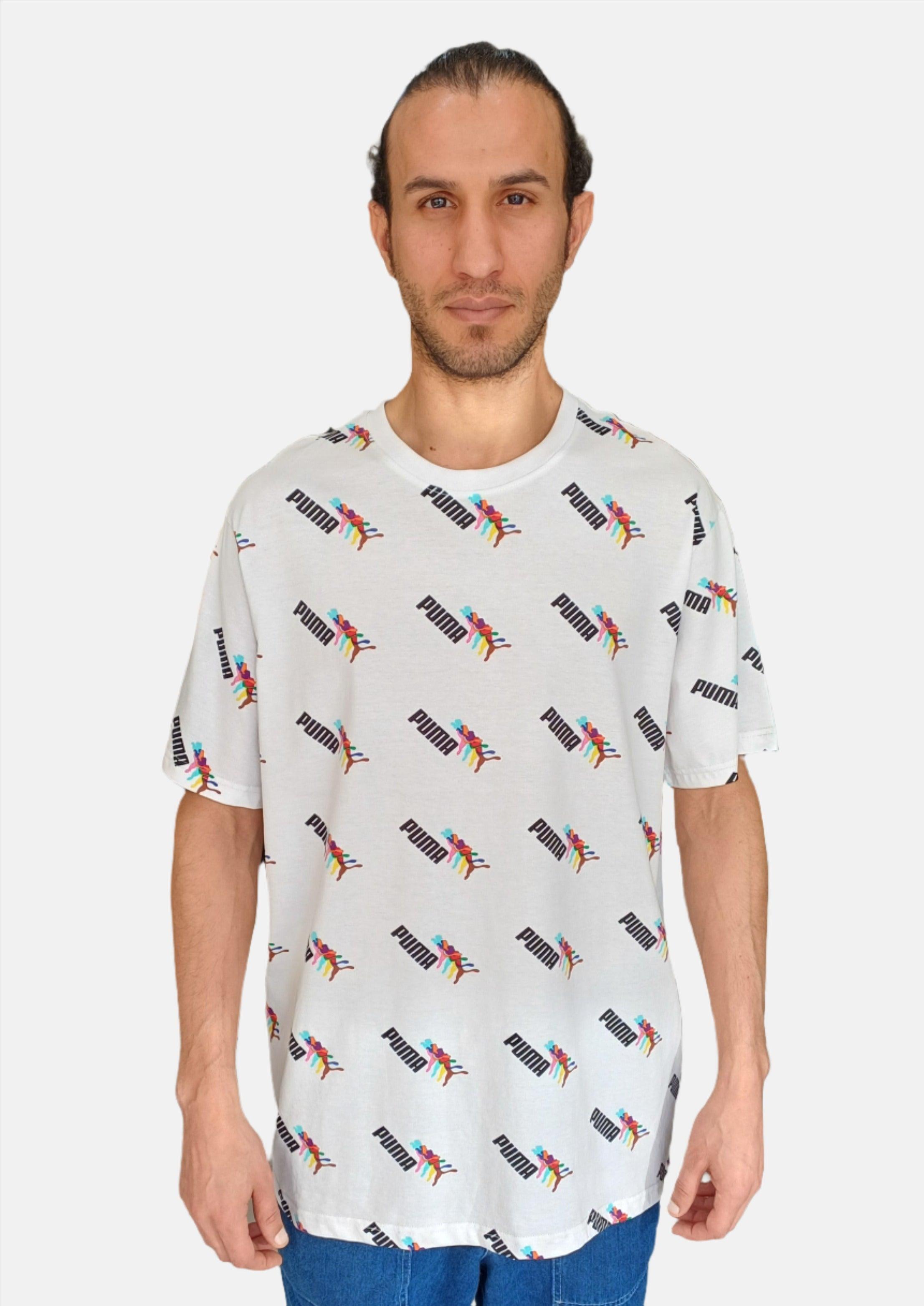 تي شيرت بوما أبيض برقبة دائرية