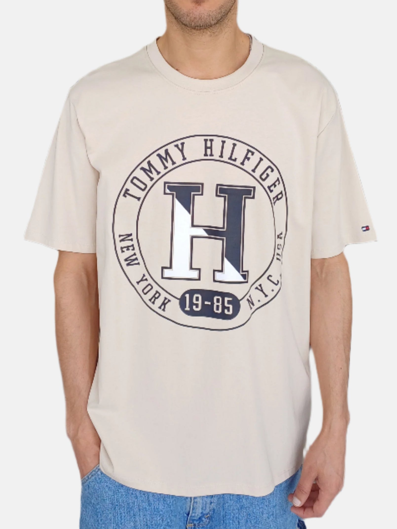 Tommy Hilfiger Men Round Neck T-Shirt 6 Beige 4679982416