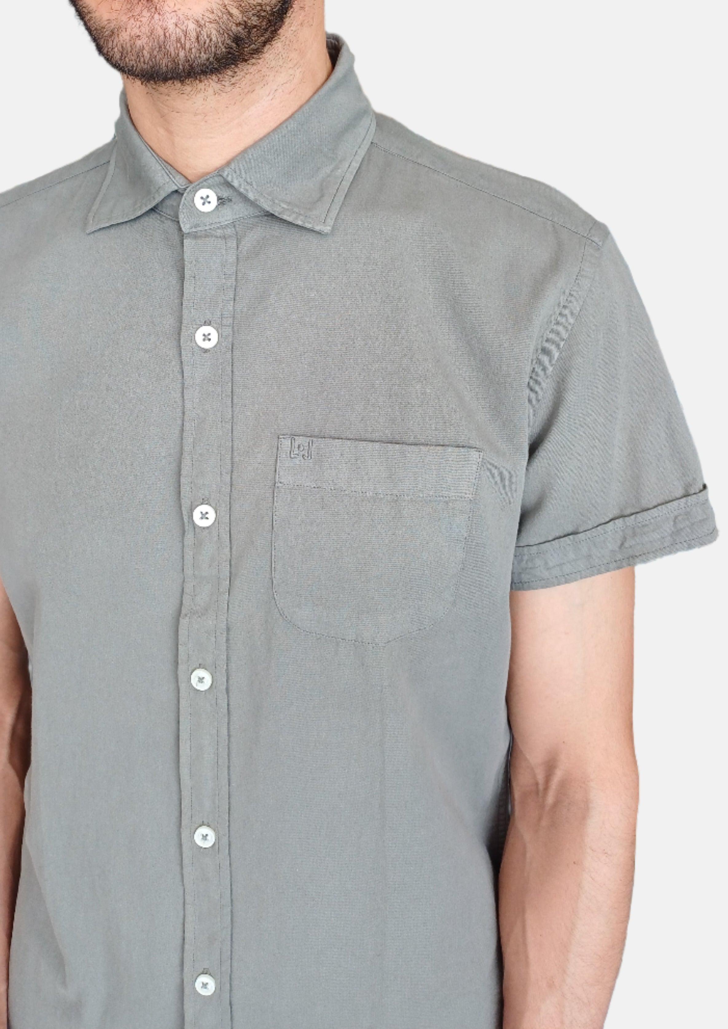 قميص رجالي أخضر بأكمام قصيرة من LIU.JO BANK-SS16