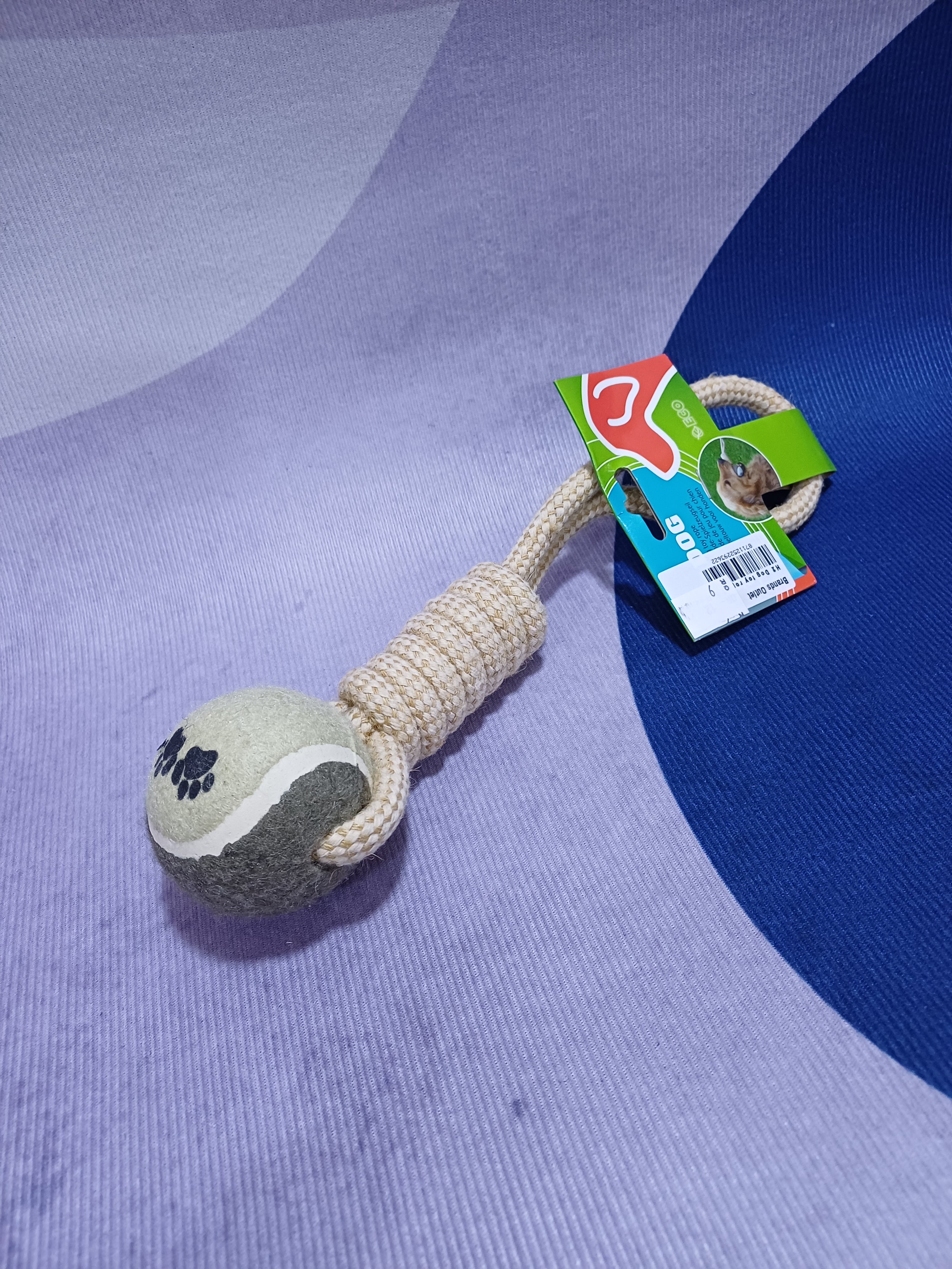 H2 Dog toy rope & ball naturel