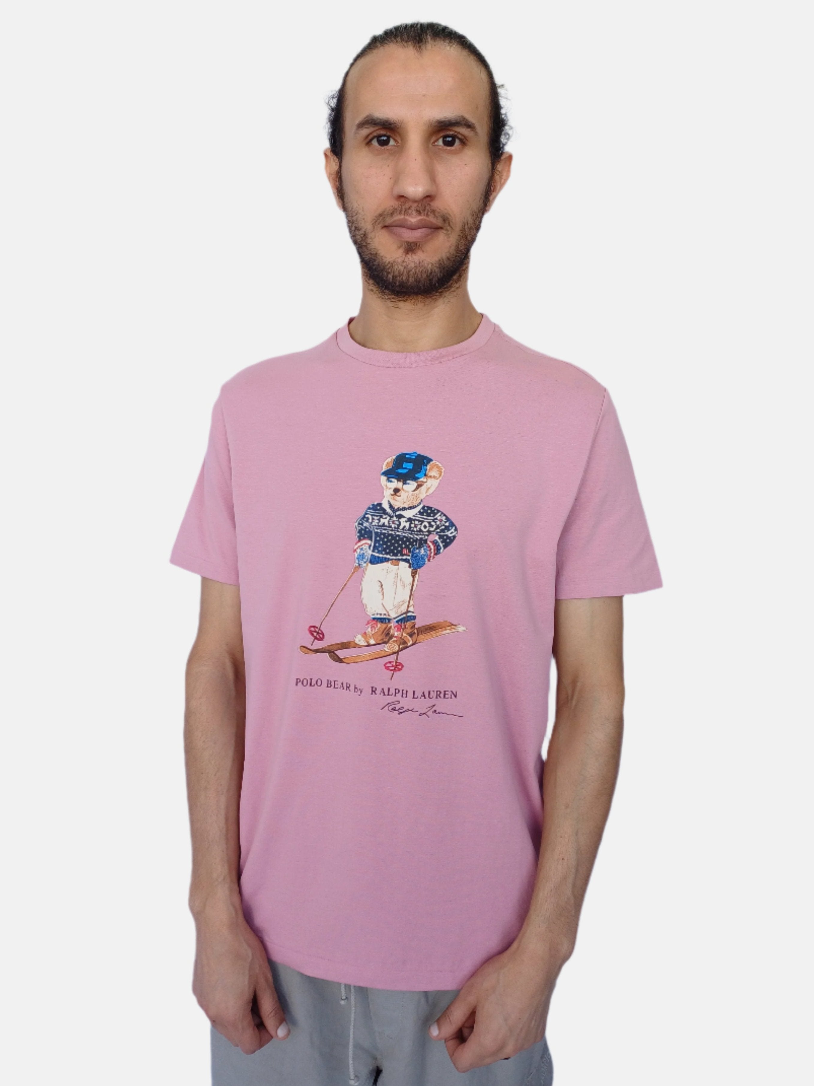 T-shirt Slim Fit personnalisé à col rond rose Ralph Lauren pour homme 100027169