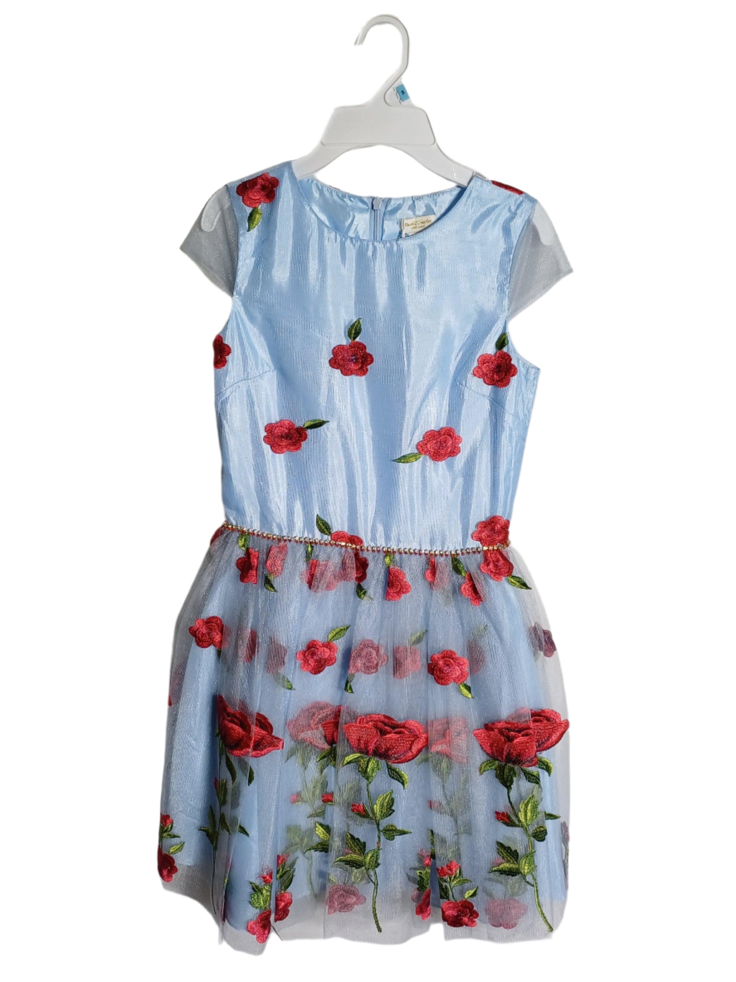 David Charles Girls Short Sleeve Dress Blue DC0035 6147