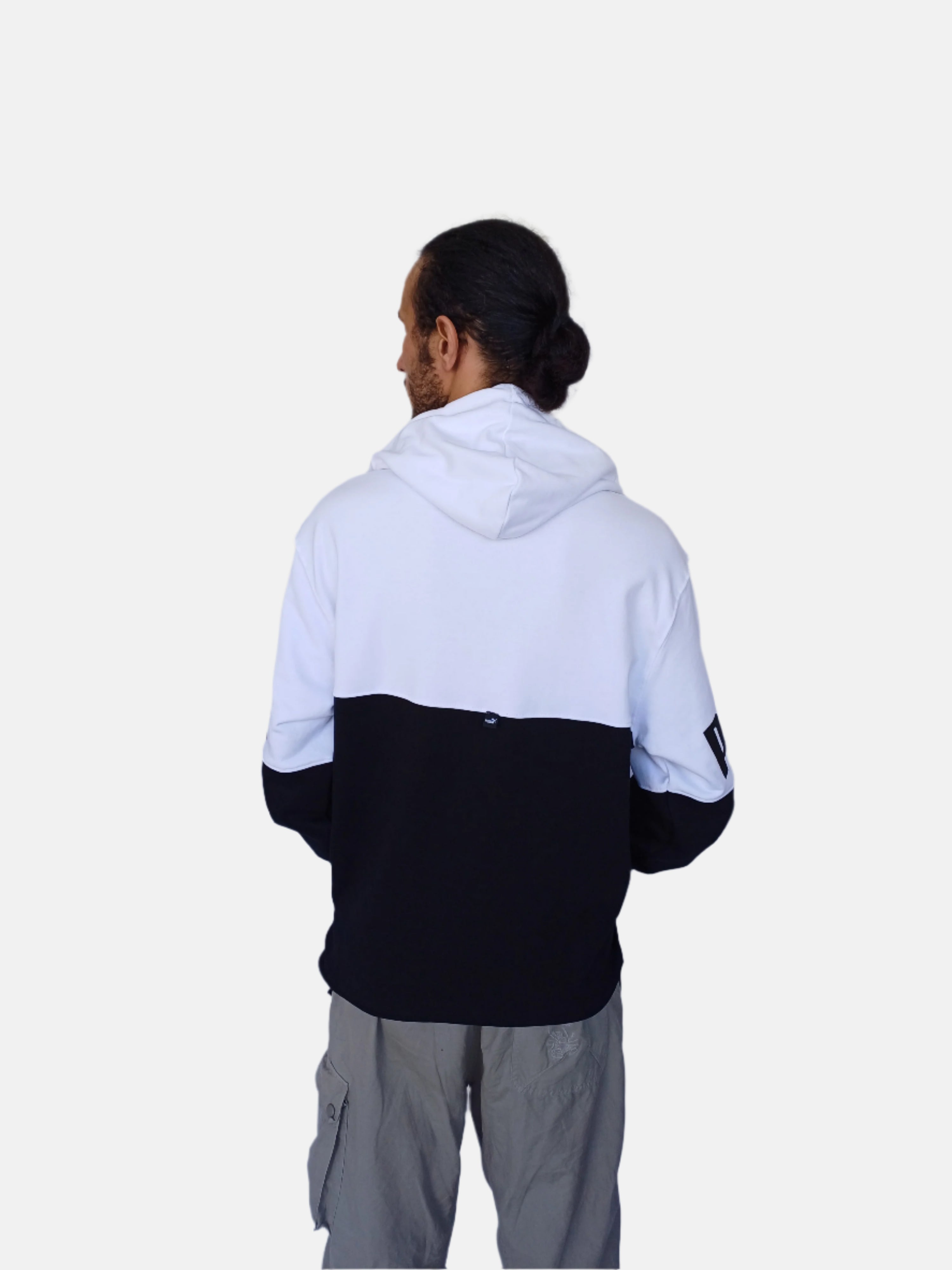 Sweat à capuche Puma Power ColorBlock blanc et noir pour homme