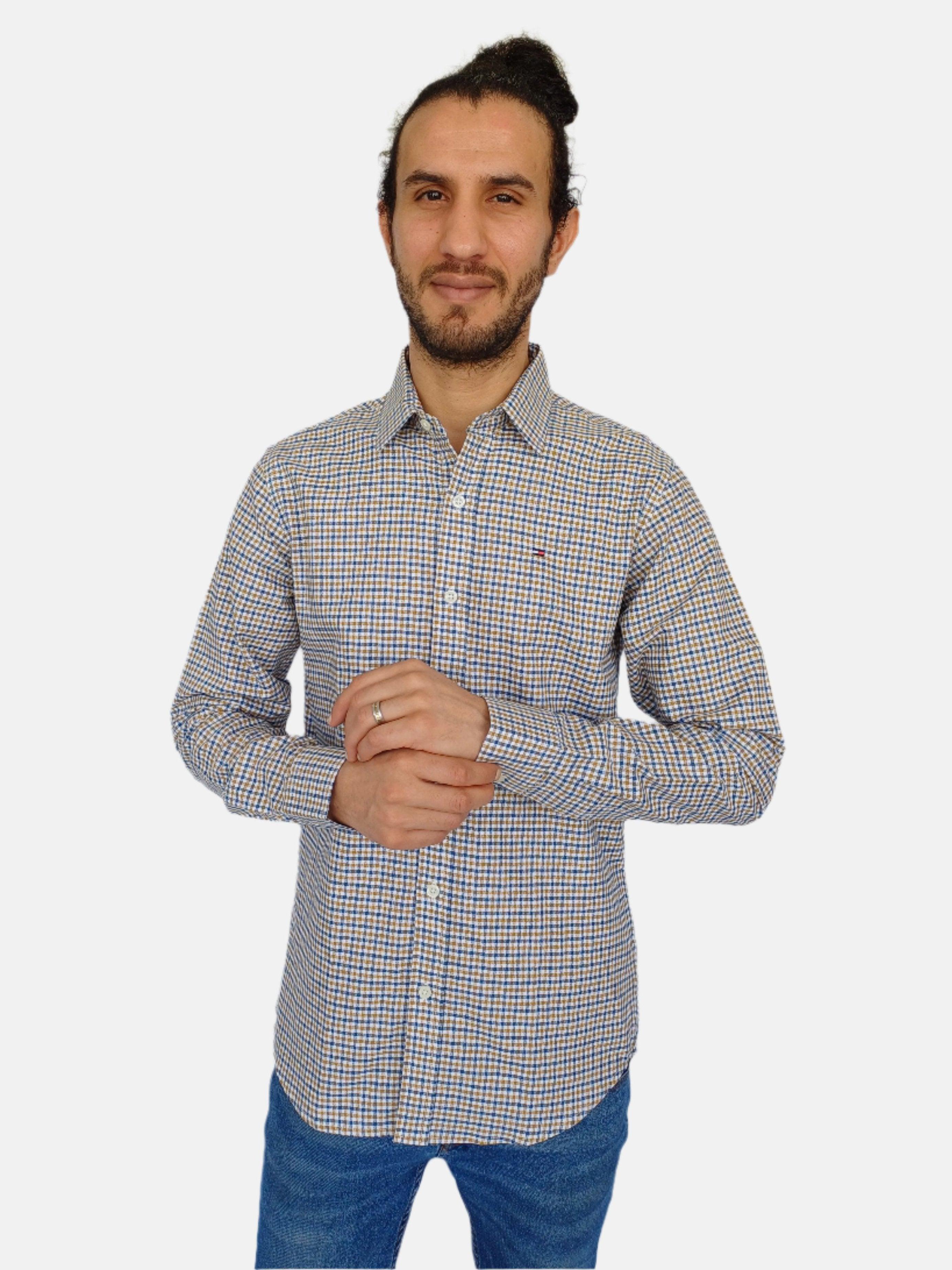 Chemise homme Tommy Hilfiger à carreaux jaune et bleu
