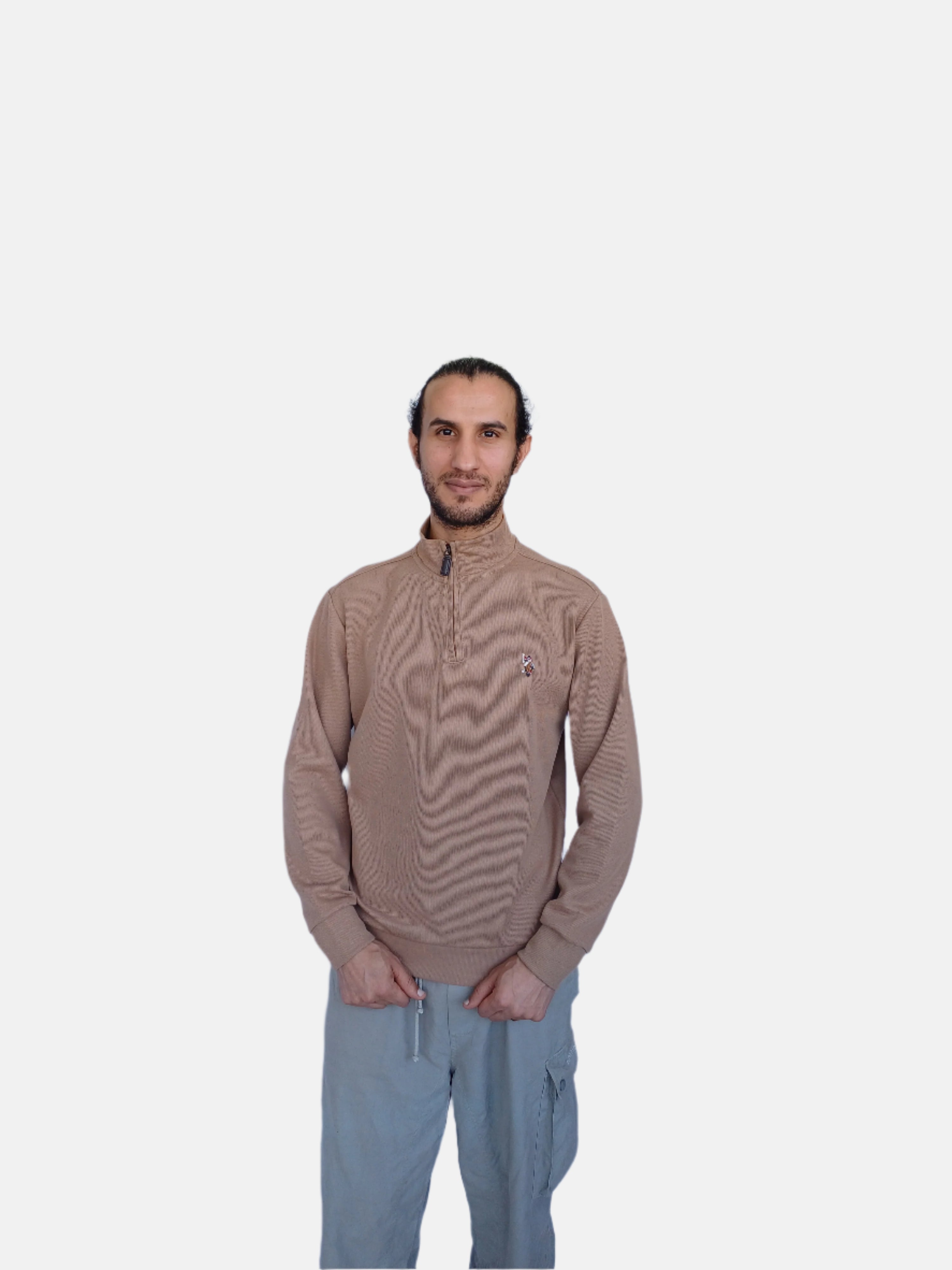 Sweat-shirt à col cheminée et fermeture éclair à 1/4 pour homme de Brown USPolo Assn.