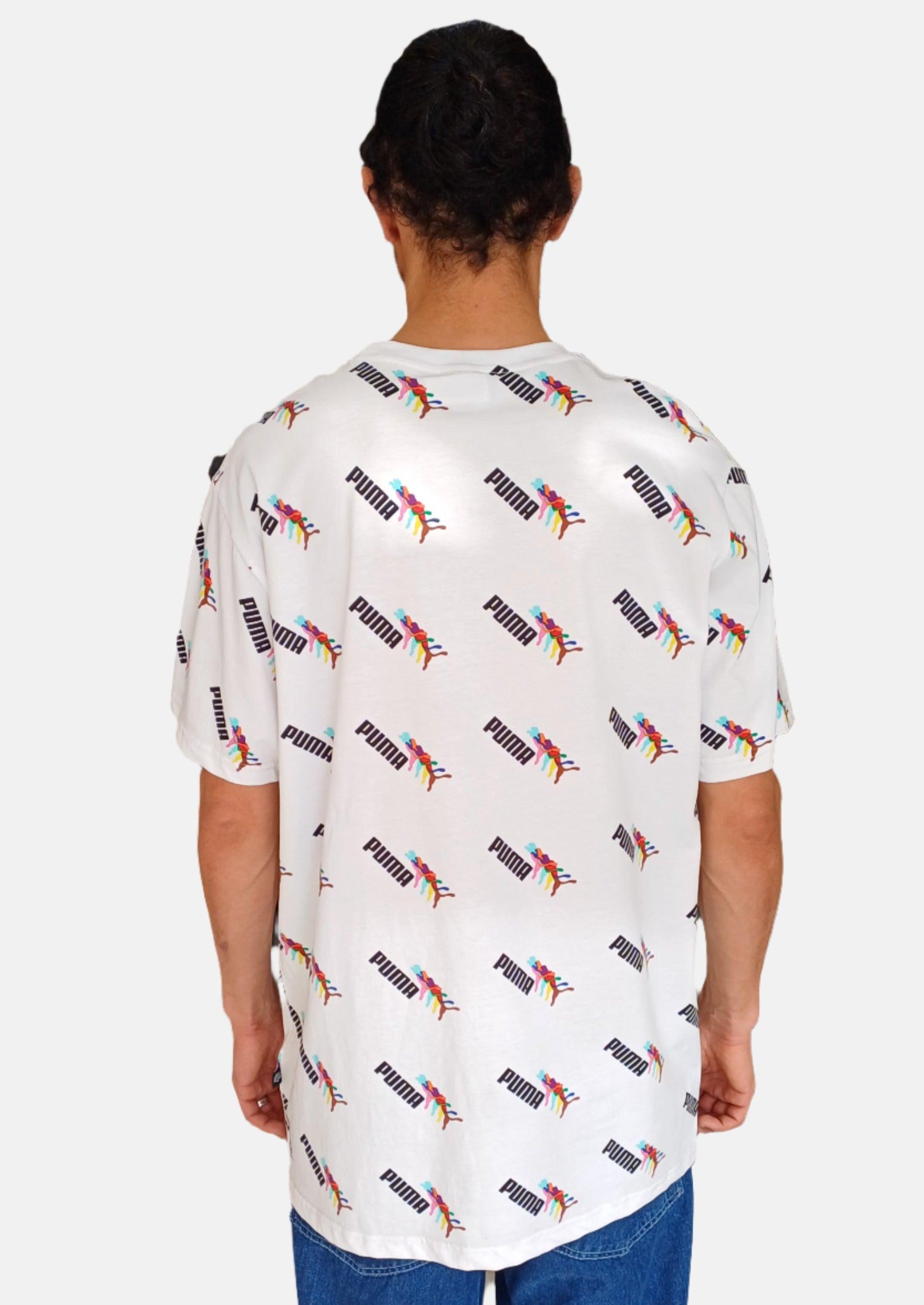 تي شيرت بوما أبيض برقبة دائرية