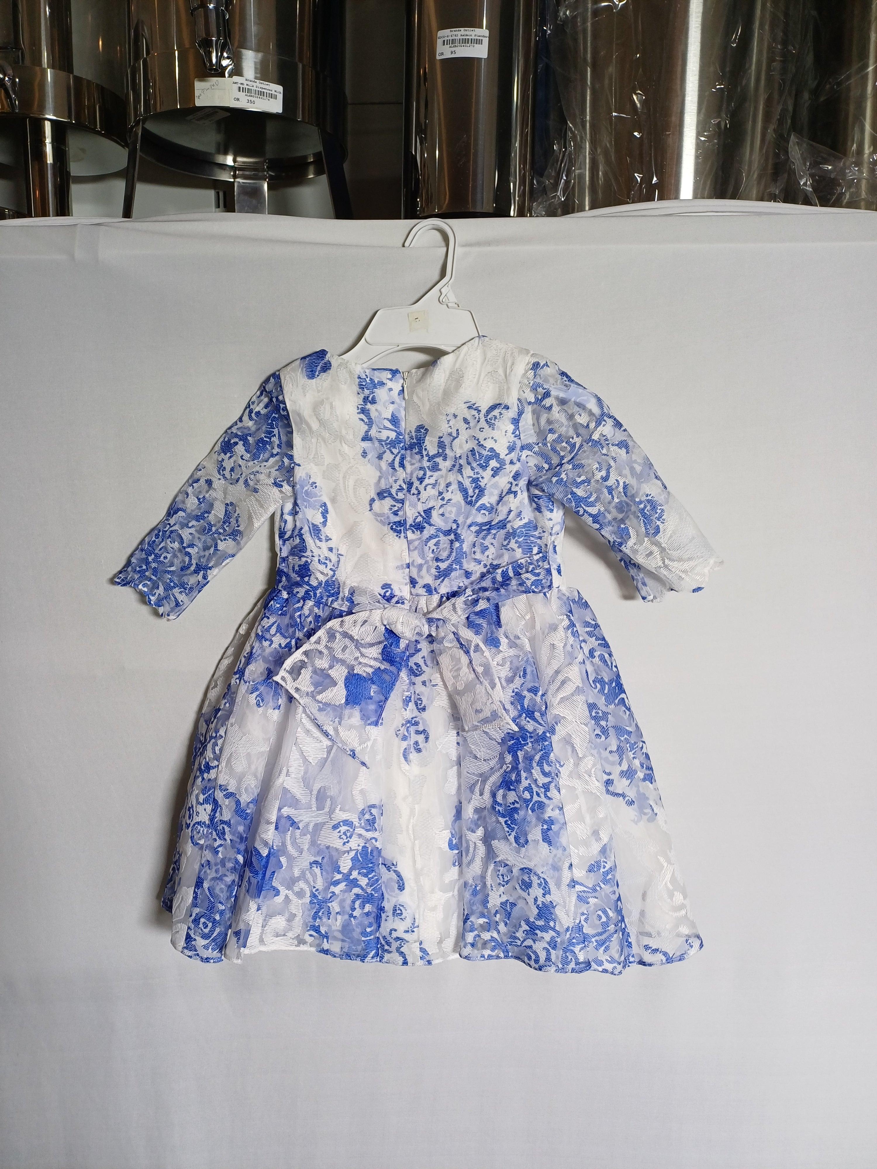 ROBE FILLE DAVID CHARLES WHTBLU-4Y DC0031