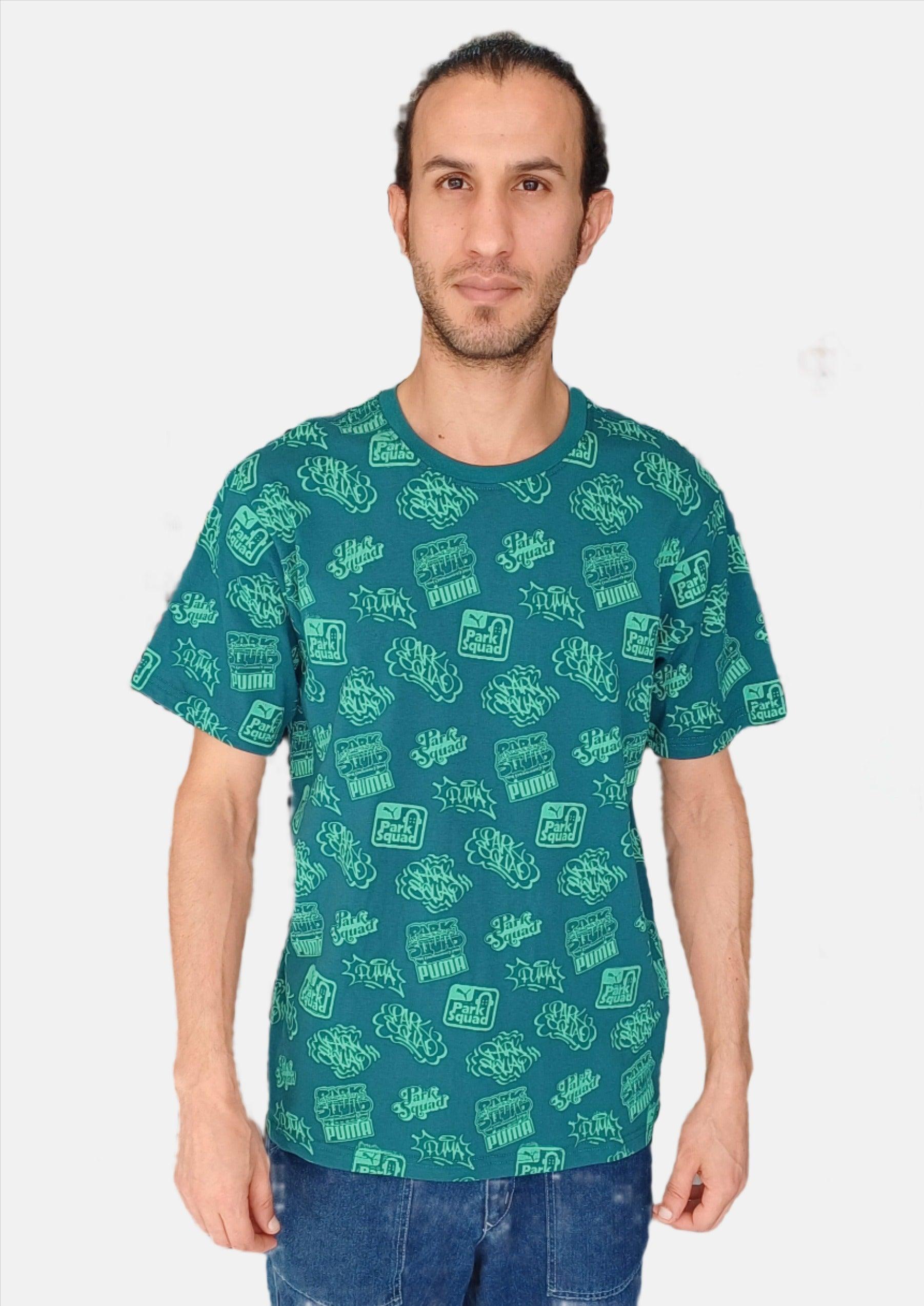 T-SHIRT COL ROND VERT FONCÉ PUMA