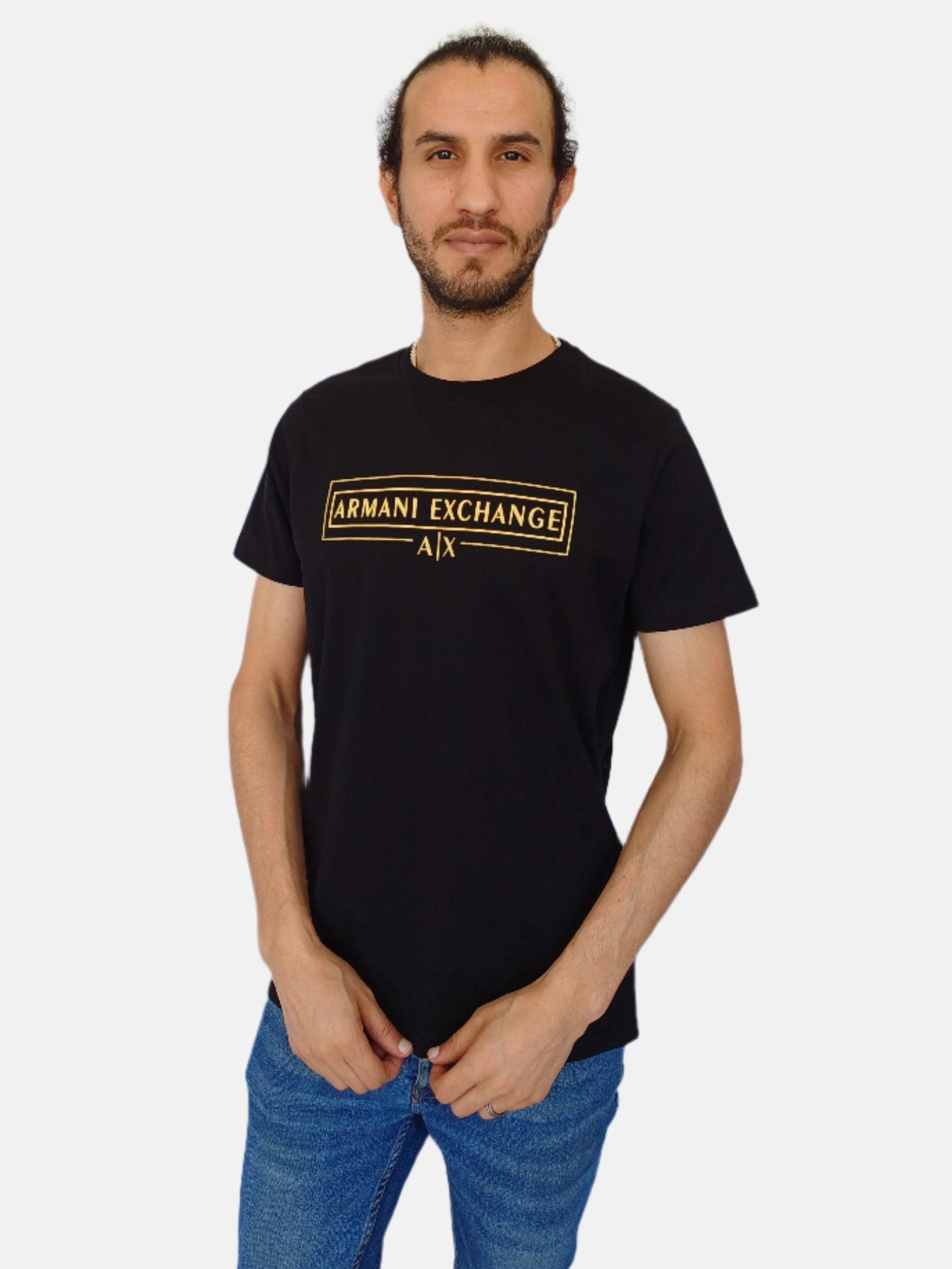 Black Armani Exchange Printed Round Neck T-shirt