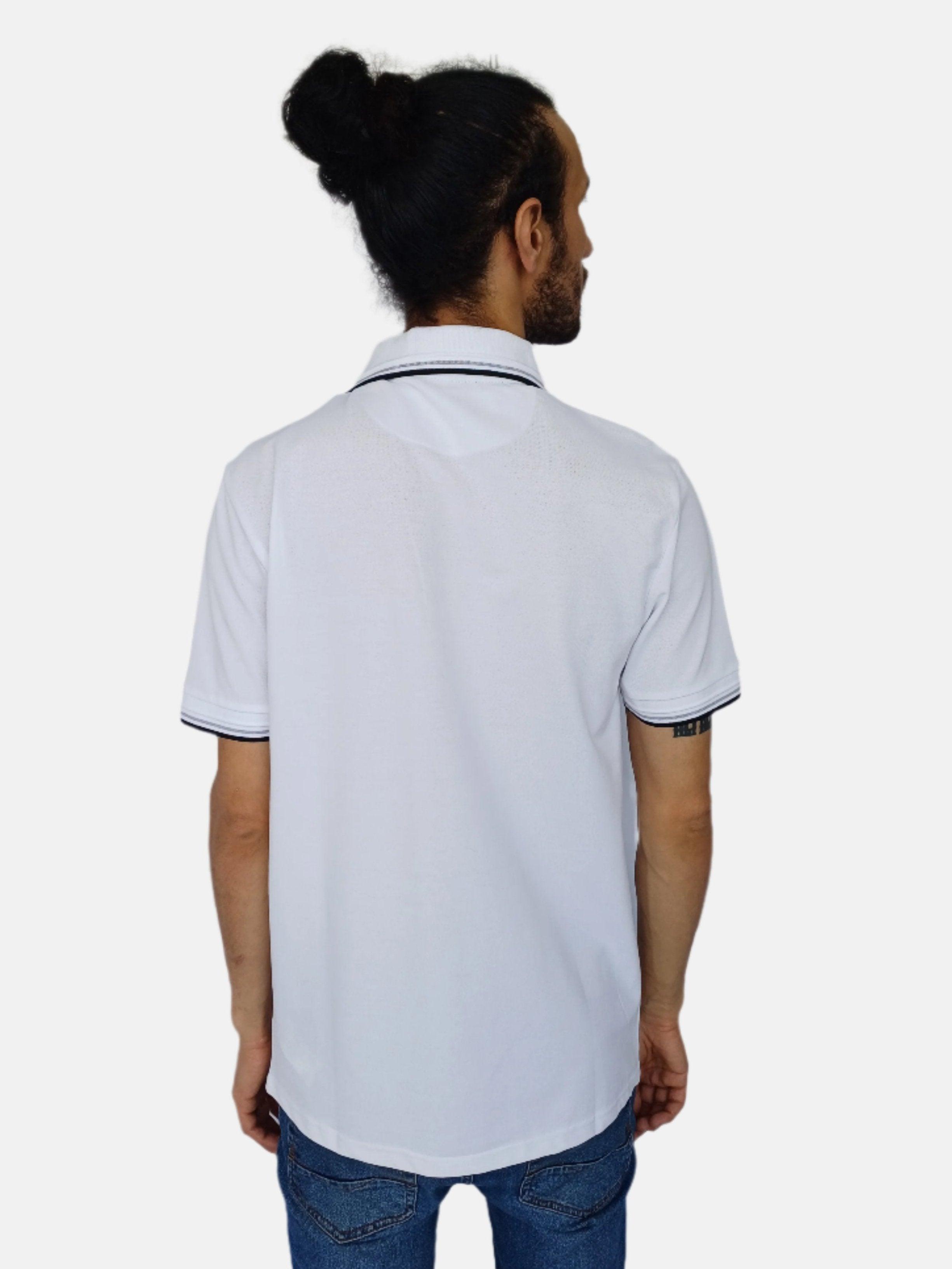 Polo M-BOSS à rayures blanches, noires et grises