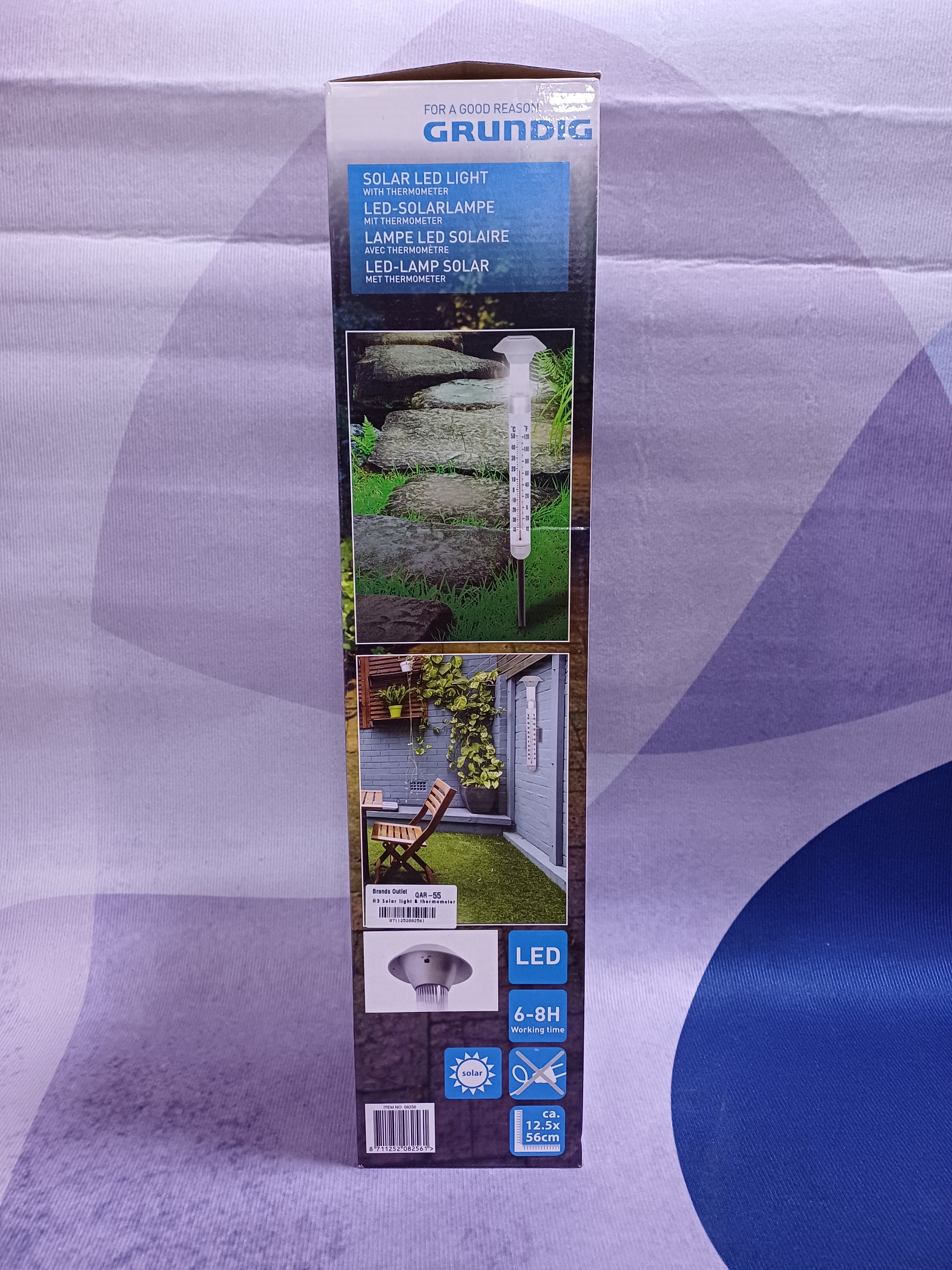 Lampe solaire et thermomètre H3 PP Grundig 1led D12,5x97cm incl.