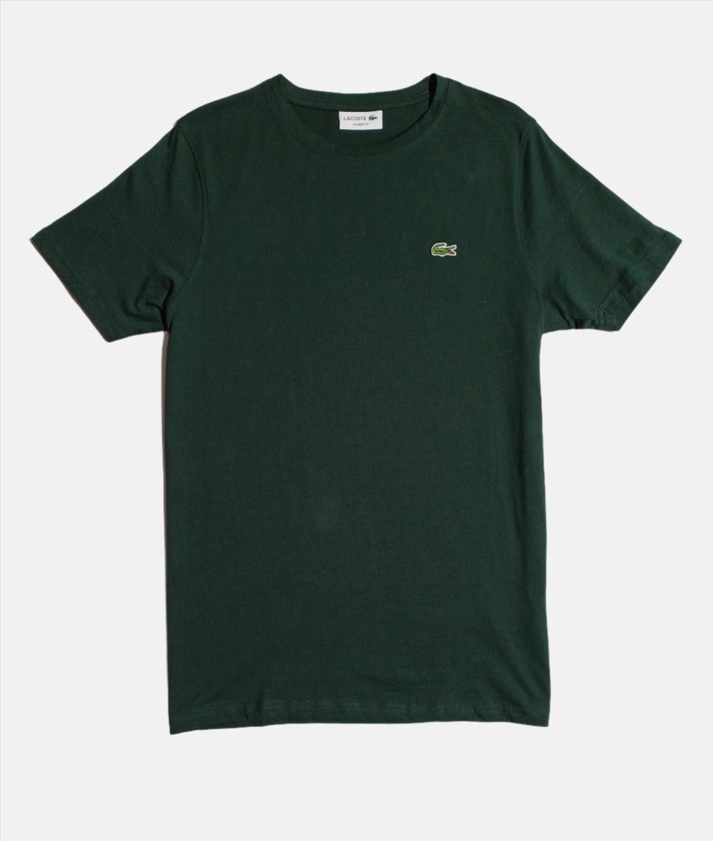T-SHIRT COL ROND VERT FONCÉ LACOSTE