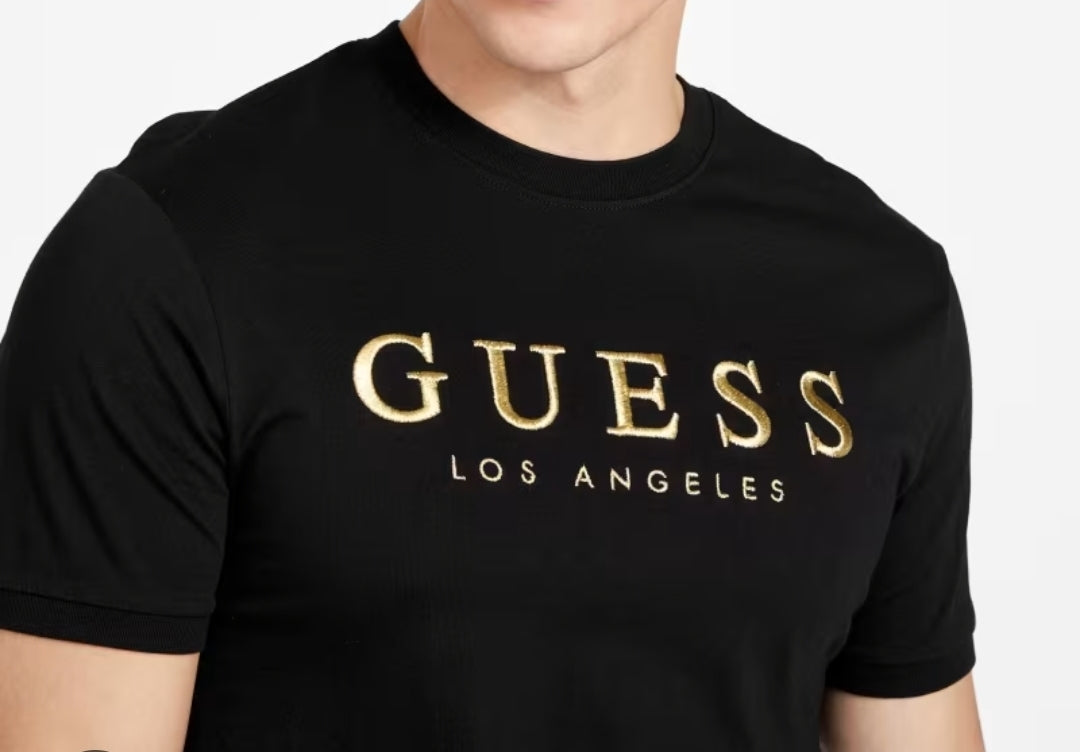 Guess Round Neck T-shirt Black Gold XBOI37