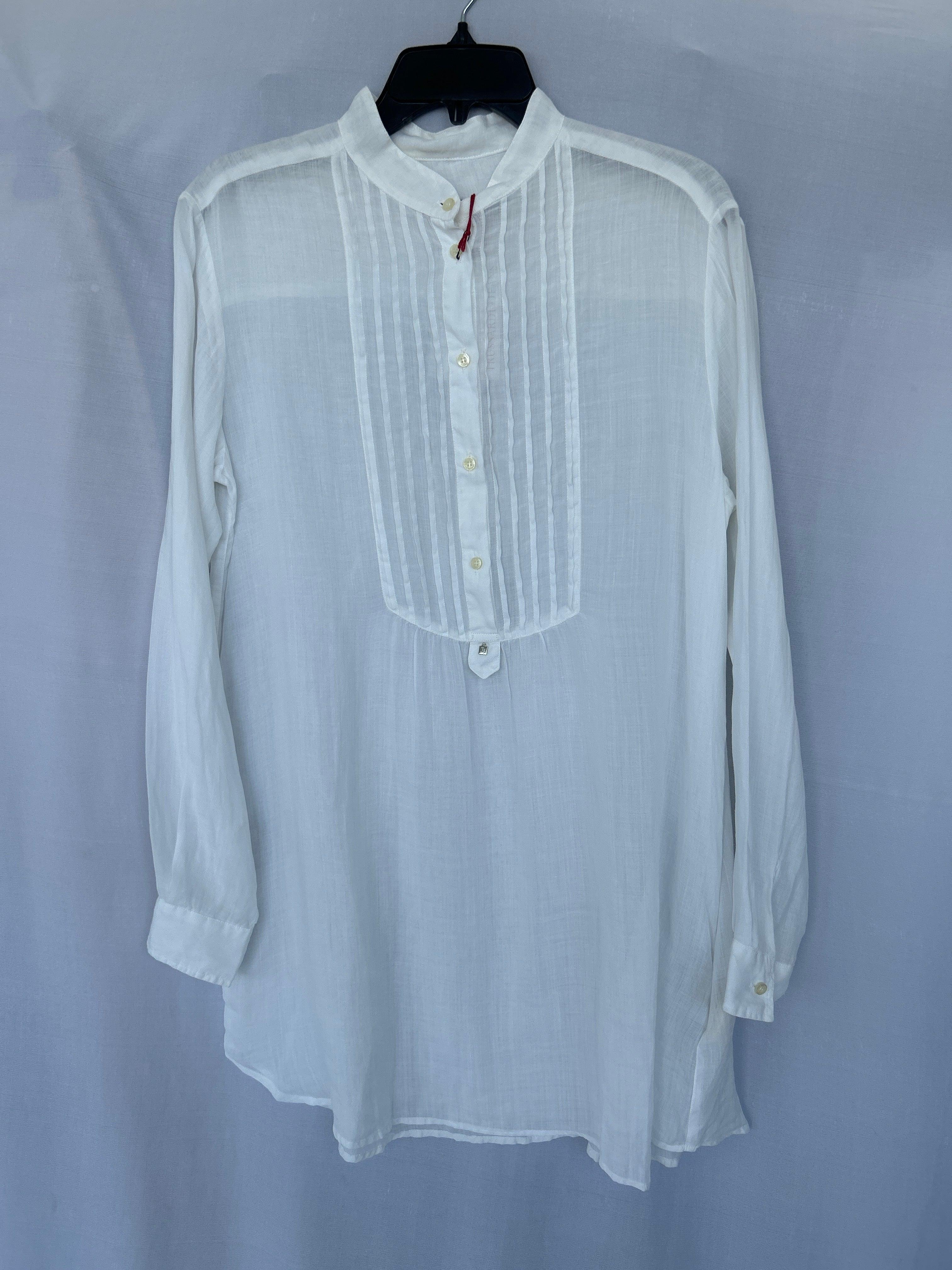 Chemisier à manches longues en lin pour femme Trussardi Col-01 564324 Blanc
