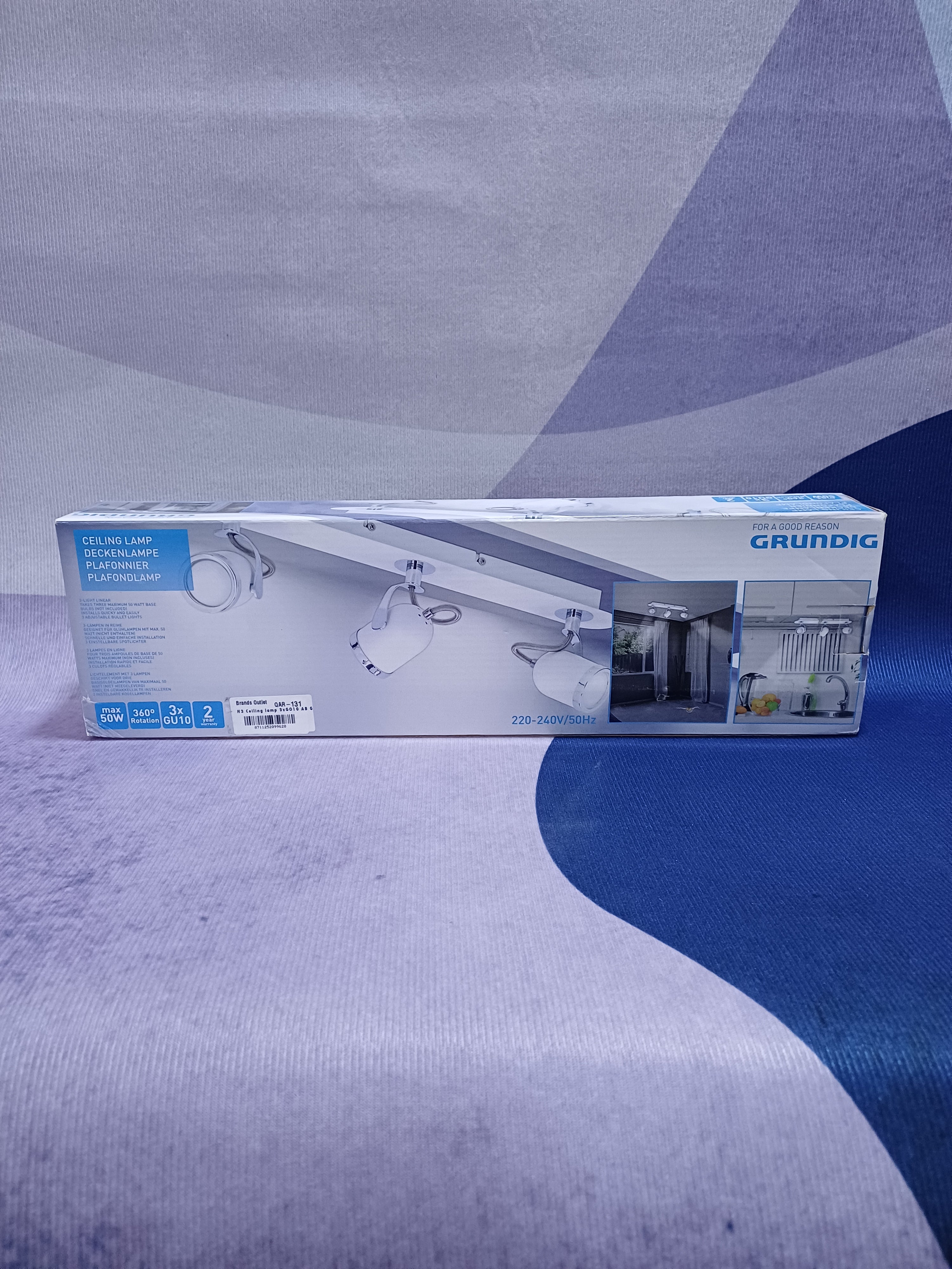 Plafonnier H3 3xGO10 AB Grundig max50w 360rotat. sans ampoules