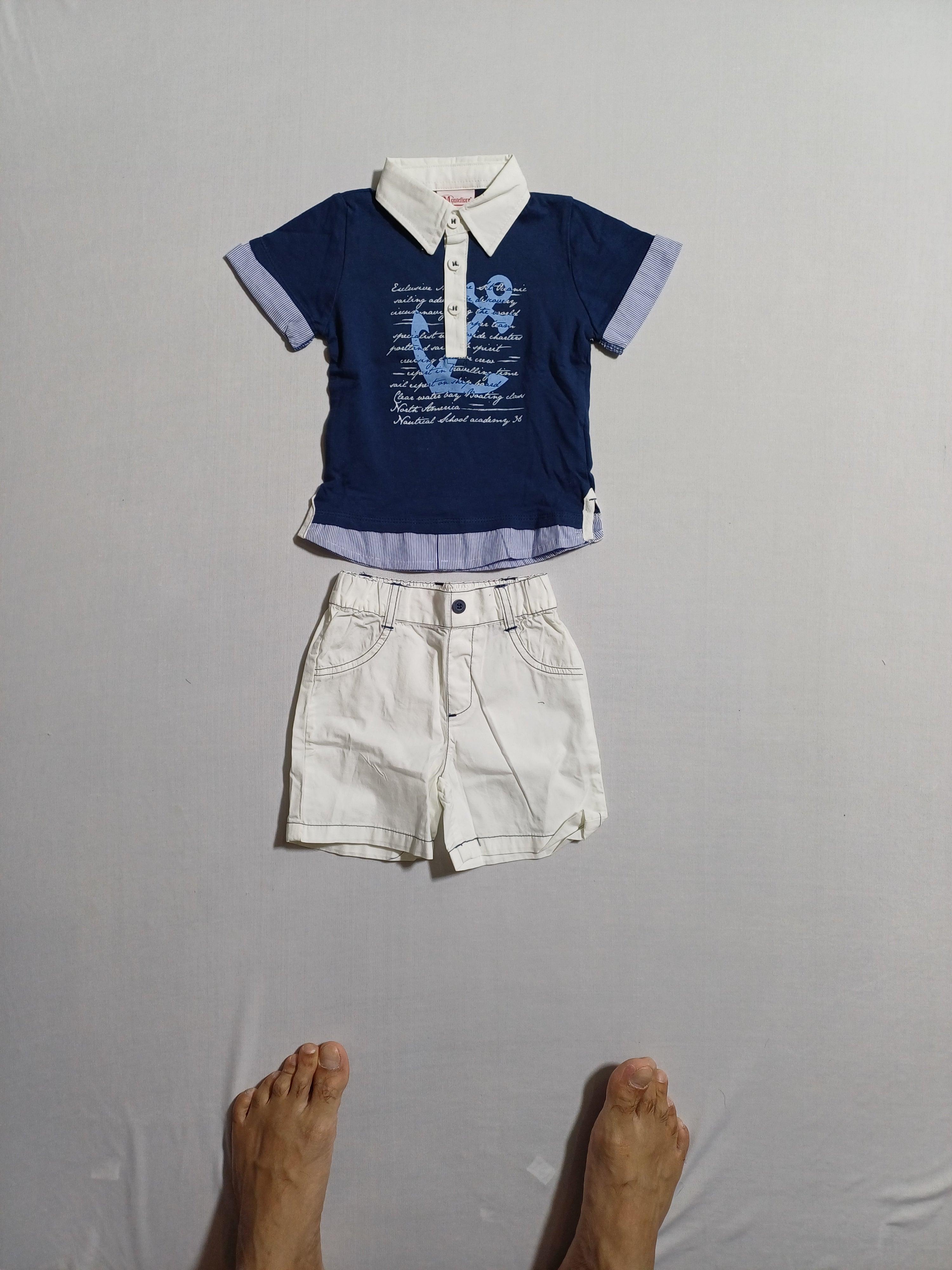 MONTEFIORE NAVYWHT-9M ENSEMBLE 2 PIÈCES T-SHIRT POLO + SHORT 2700