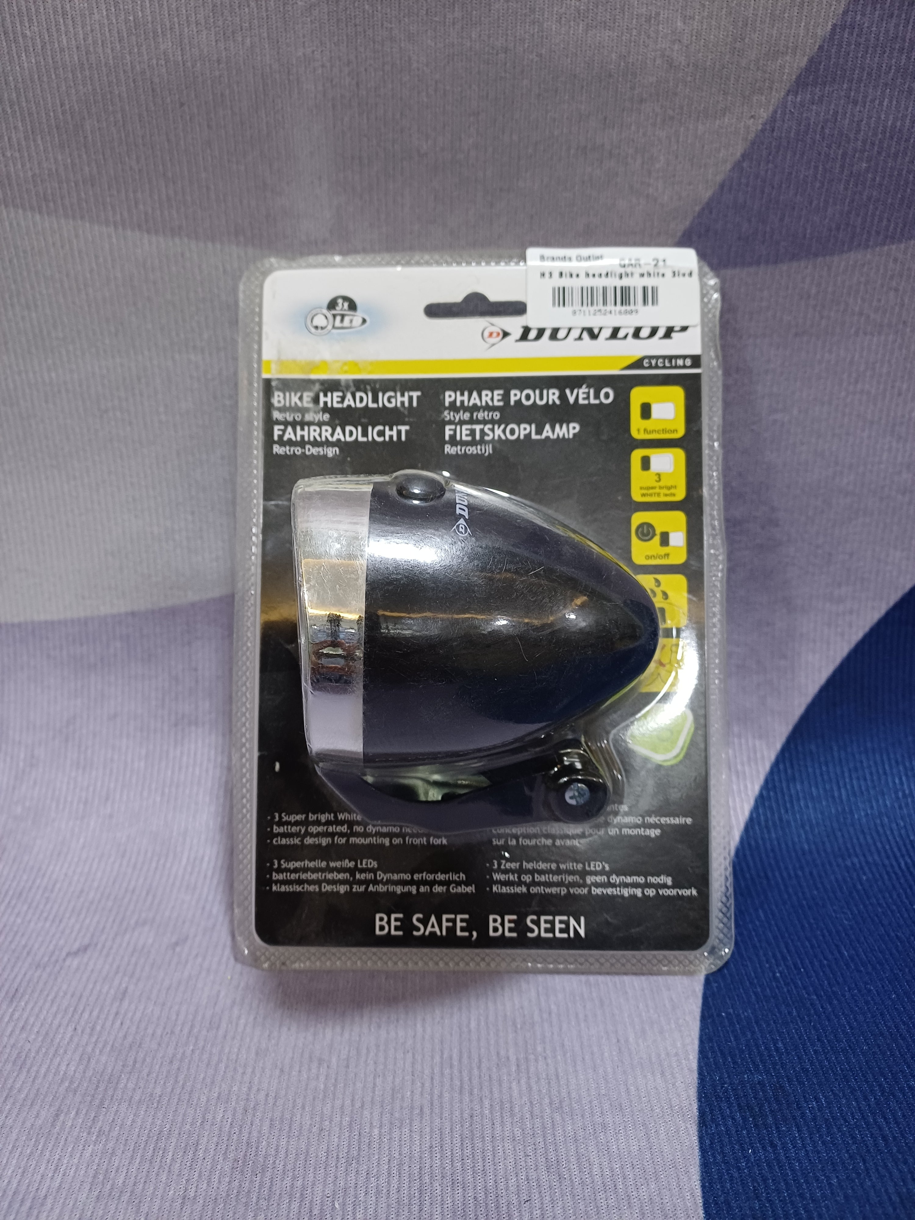 Phare de vélo H3 blanc 3led AB Dunlop rétro excl.3xAAA db