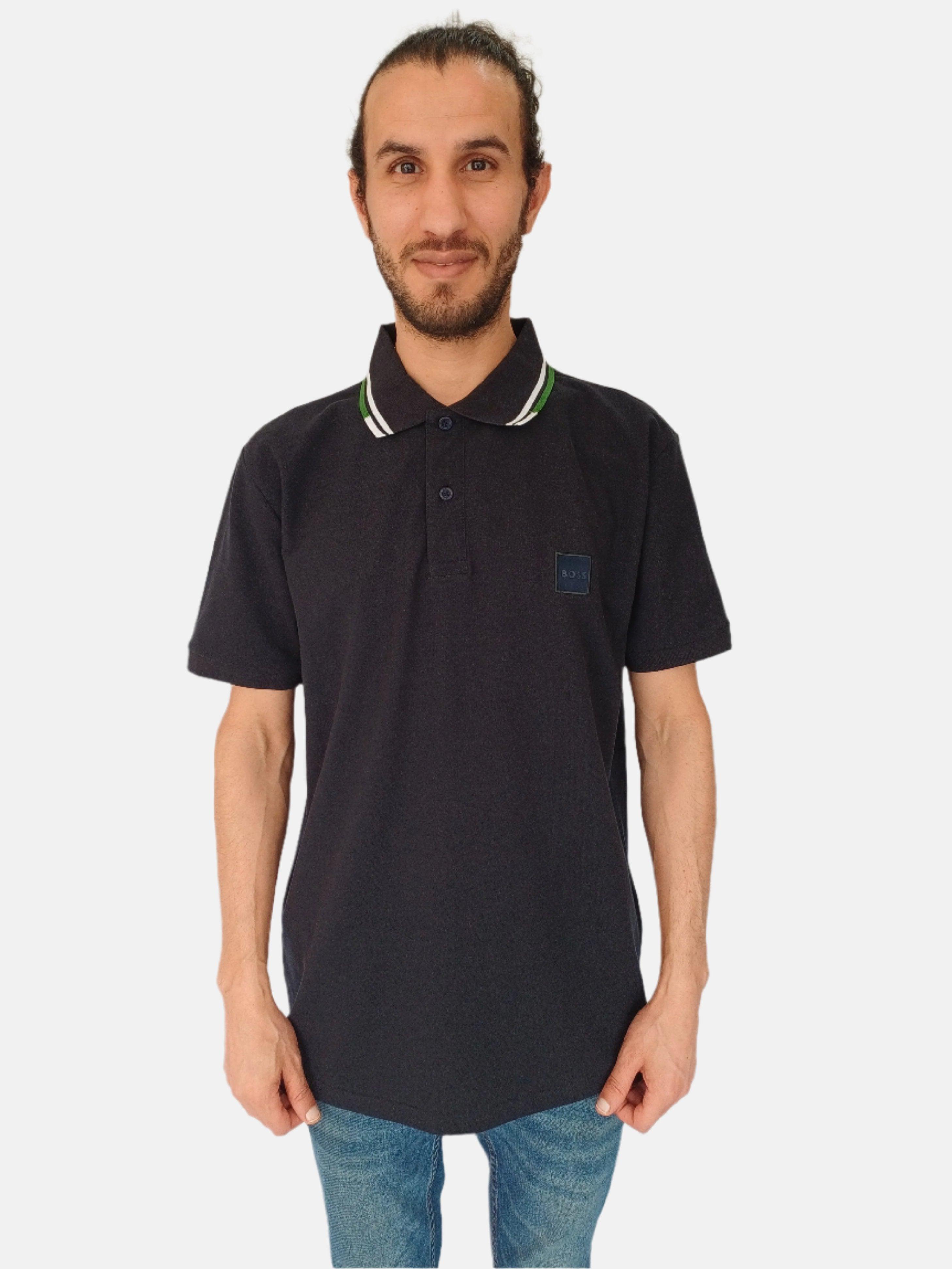 Polo Boss XL à rayures vert marine et blanc 432-50249000