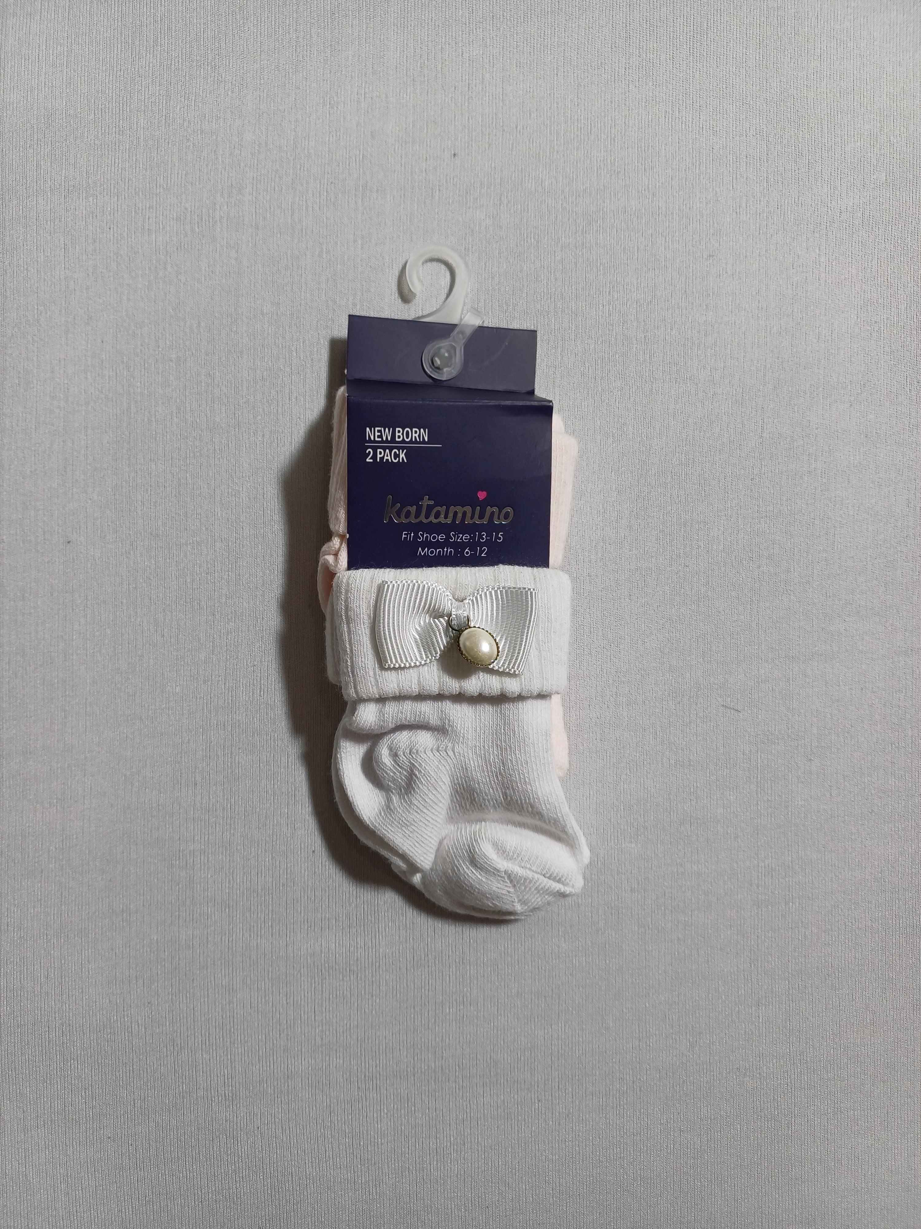 k22037 whtpnk ensemble de 2 chaussettes pour bébé