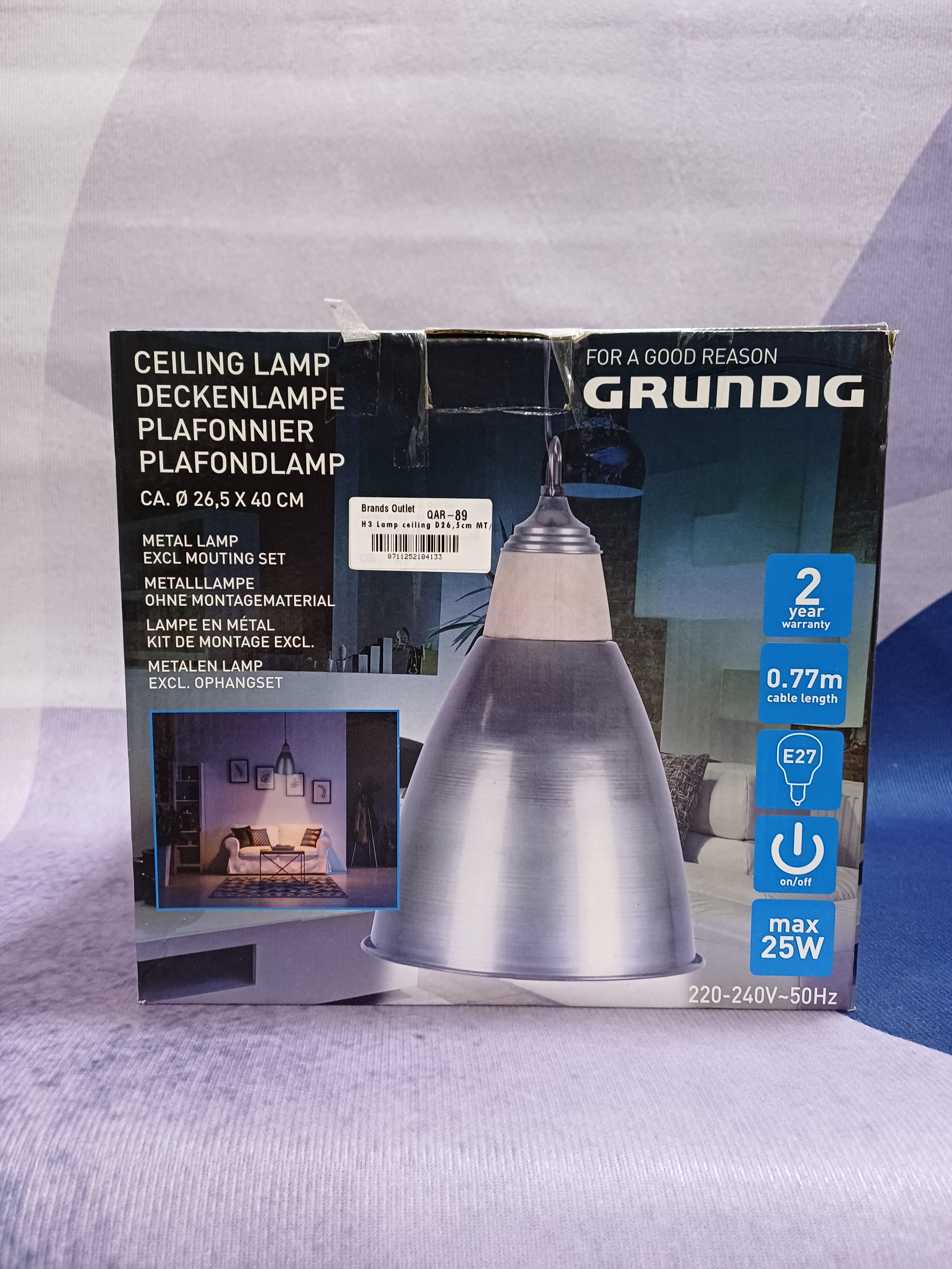 Plafonnier H3 D26,5cm MT/WD Grundig E27 max25w 230v Cb