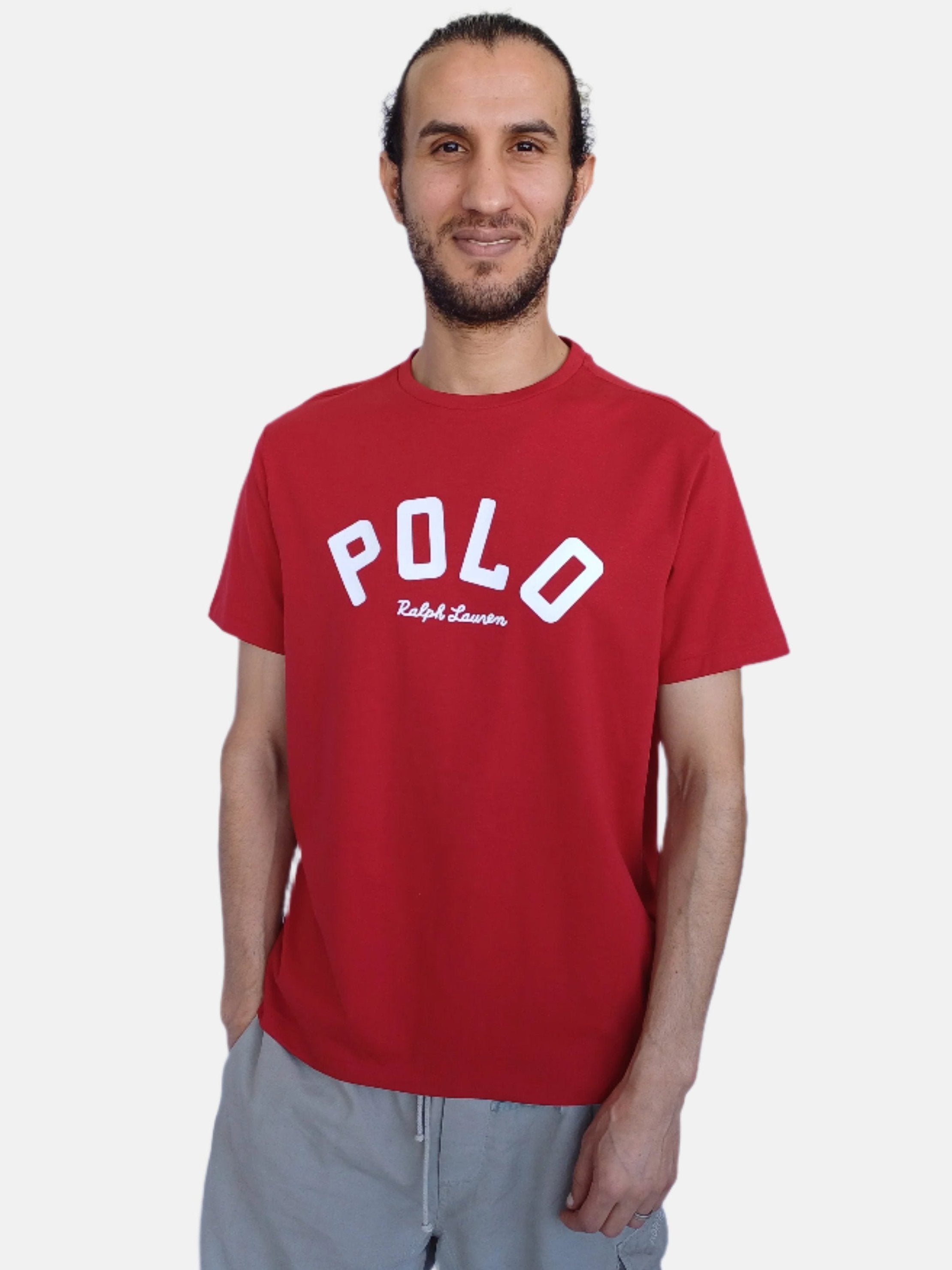 T-shirt rouge Ralph Lauren pour homme, coupe ajustée et col rond 100033048